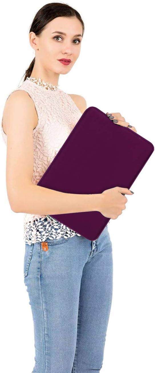 Alt View 1. mosiso - 16 inch Laptop Sleeve with Neoprene Padding and Small Accessory Pouch - fits 15–16 inch Notebooks - Magenta Purple.