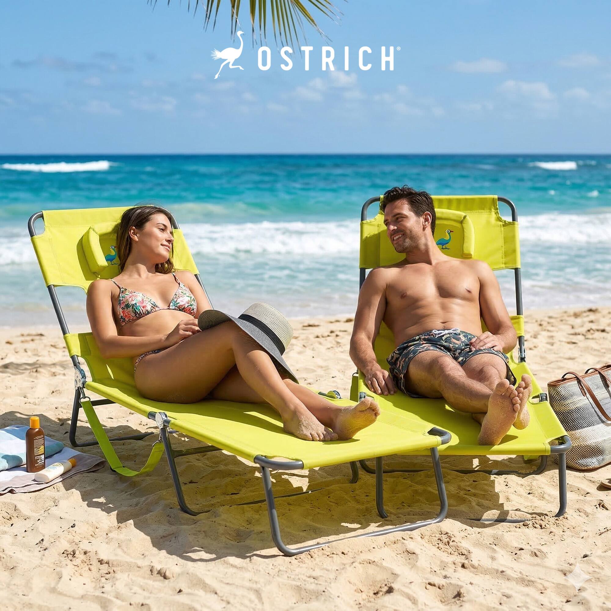 Alt View 5. Ostrich - Ostrich The Original Chaise Lounge Facedown Beach Pool Tanning Chair, Lime Green - Lime Green.