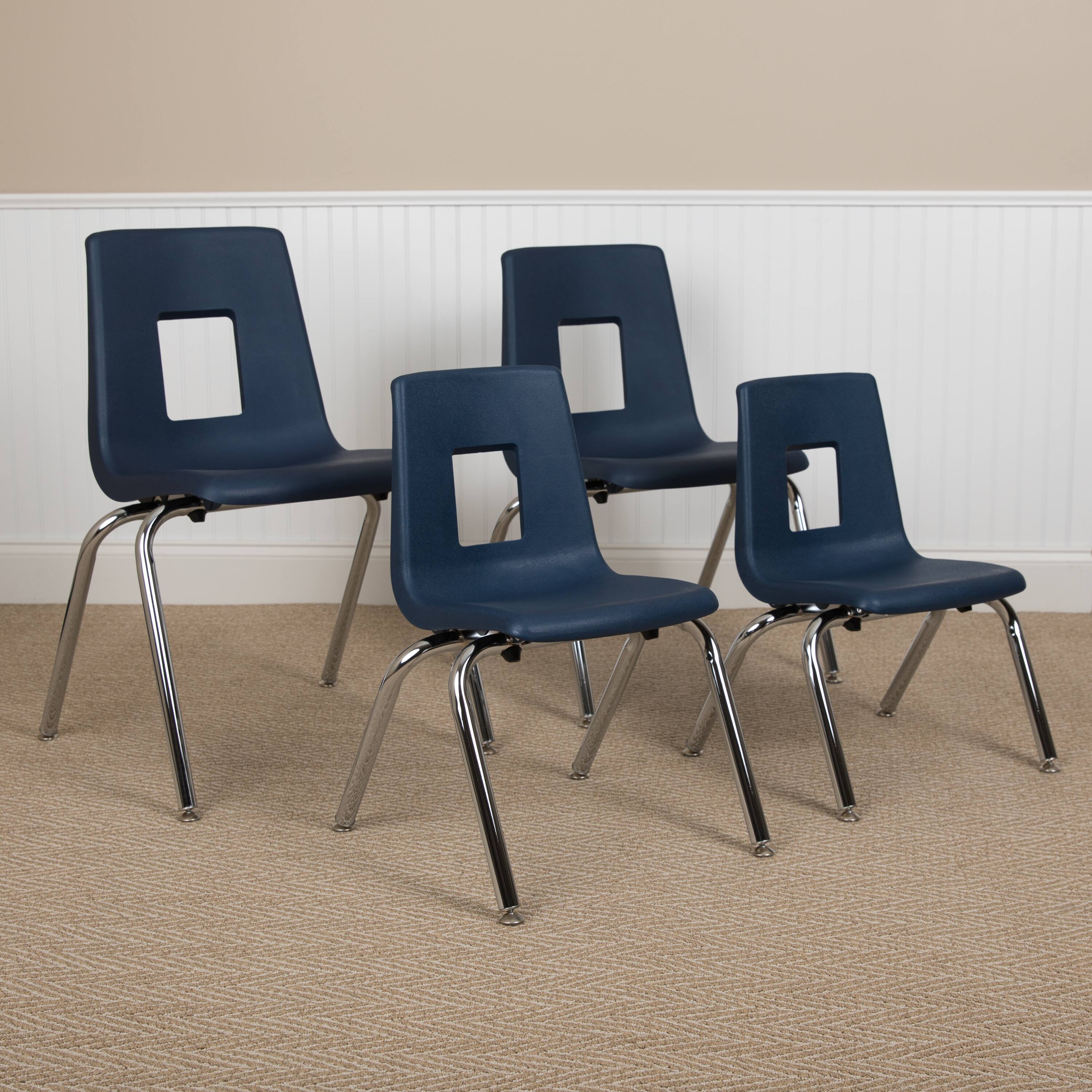 Alt View 1. Emma + Oliver - Student Stack School Chair - 12-inch - Navy.