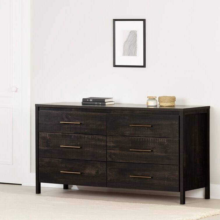 Left. Hivvago - Hivvago Modern Java 6 Drawer Double Dresser - Brown.