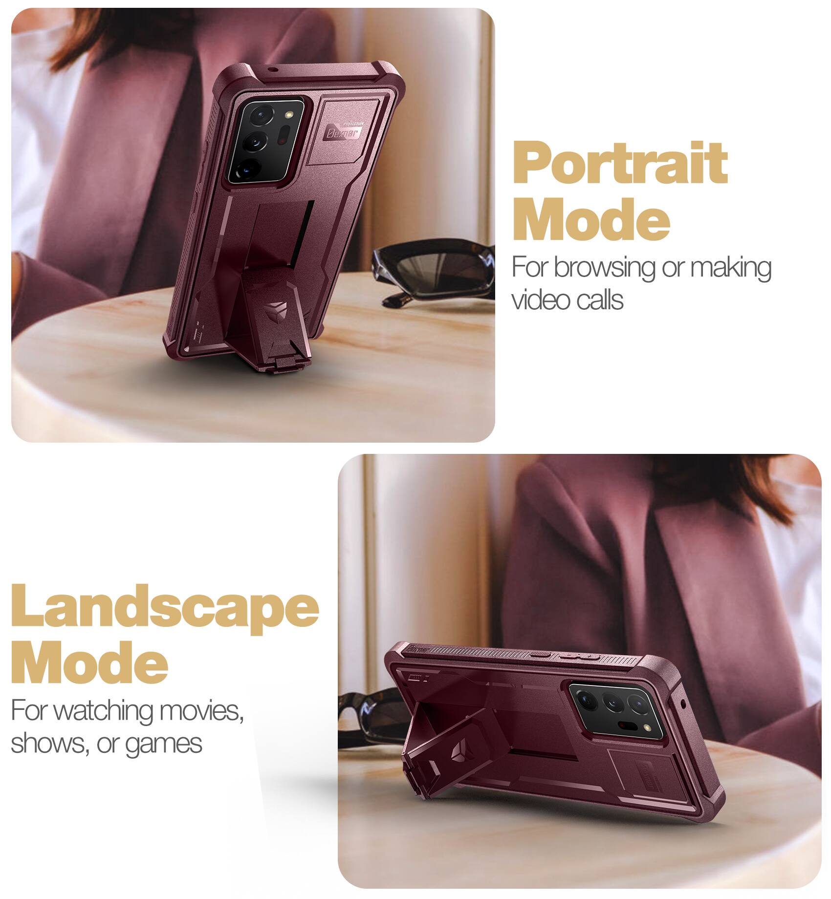 Portrait Mode For browsing or making video calls
Landscape Mode For watching movies, shows, or games