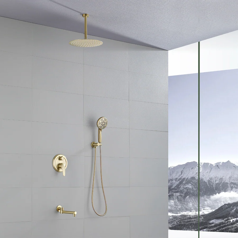 Modern Card Function Boyel Living 12 Inch Rain Shower System Brass SUS304 3 Function Valve 7 ...