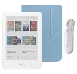 Kobo - Clara Colour (White) eReader with White Remote Bundle - 2025 - Dusk Blue SleepCover