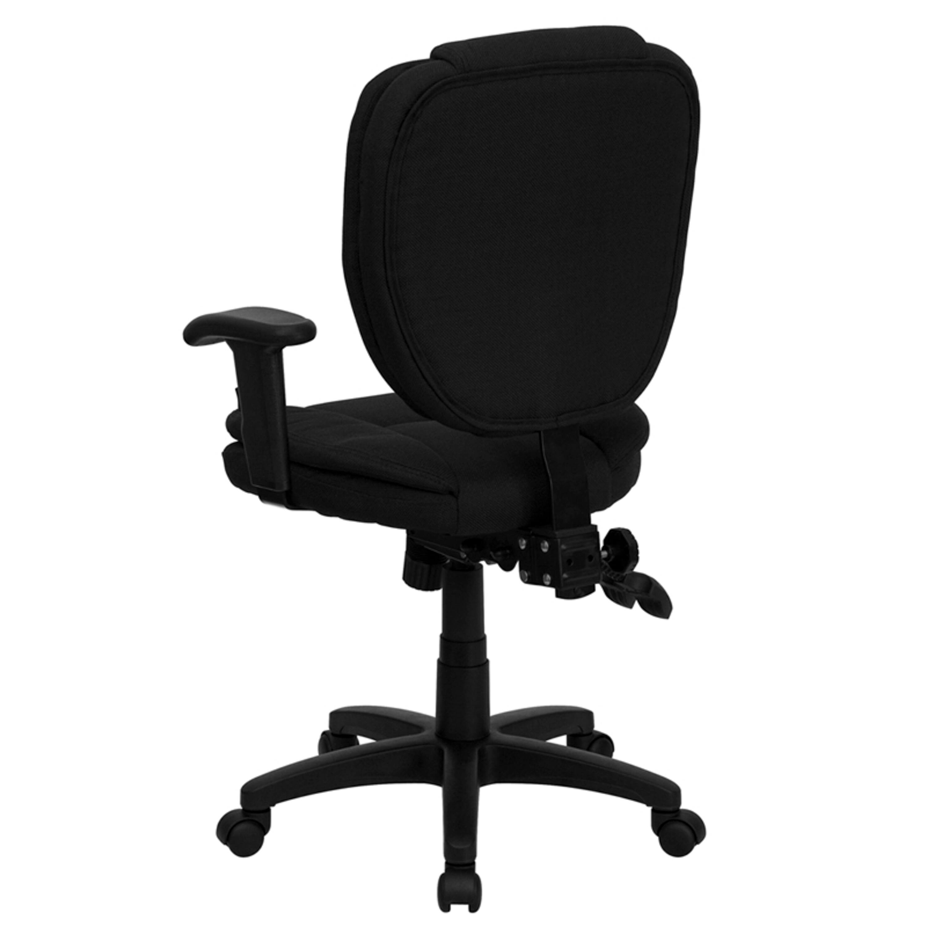 Alt View 3. Emma + Oliver - Mid-Back Multifunction Pillow Top Swivel Ergonomic Task Office Chair with Arms - Black Fabric.