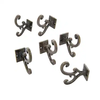 Front. TX USA Corporation - Metal Scroll Wall Hook Bronze Set of 6 - Bronze.