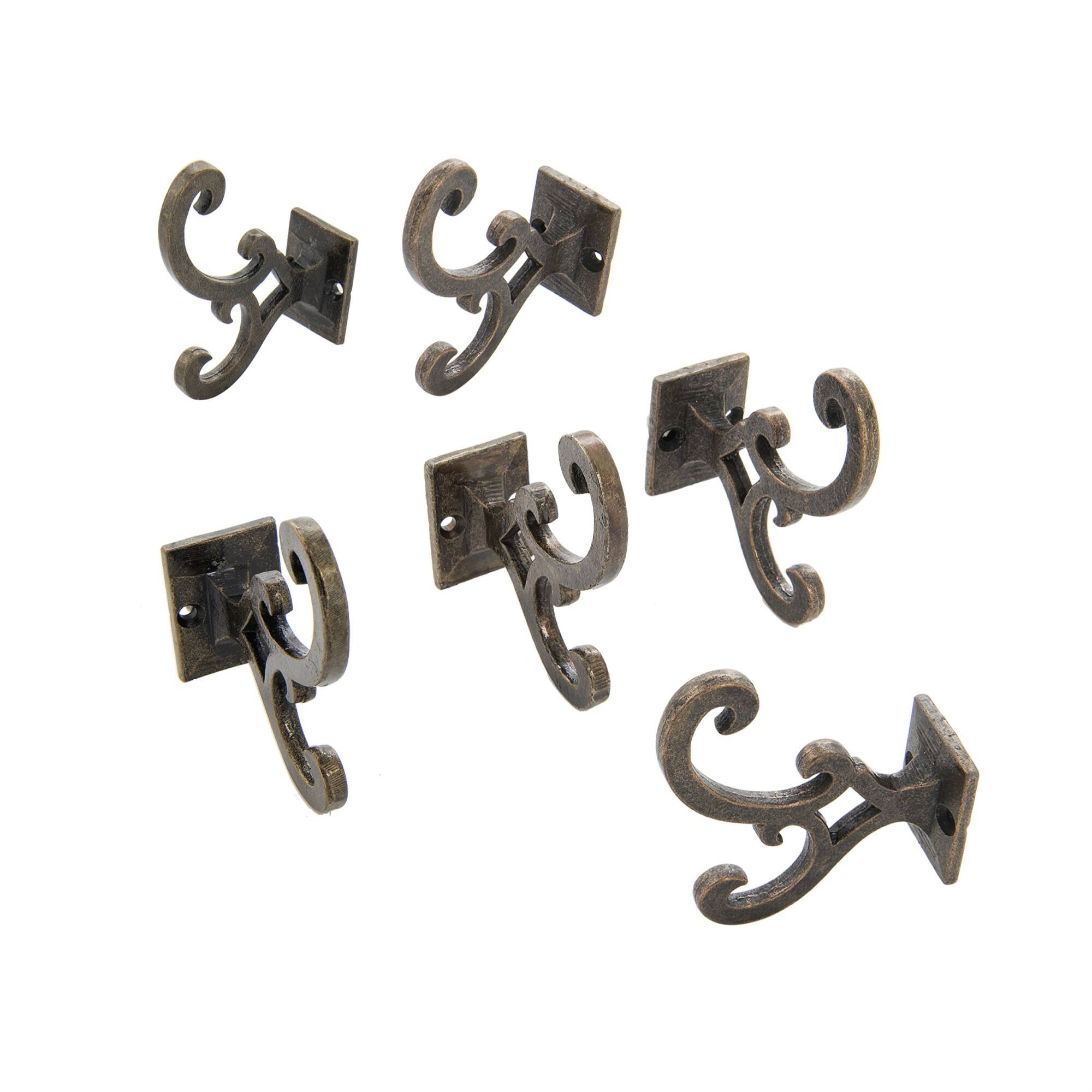 Front. TX USA Corporation - Metal Scroll Wall Hook Bronze Set of 6 - Bronze.
