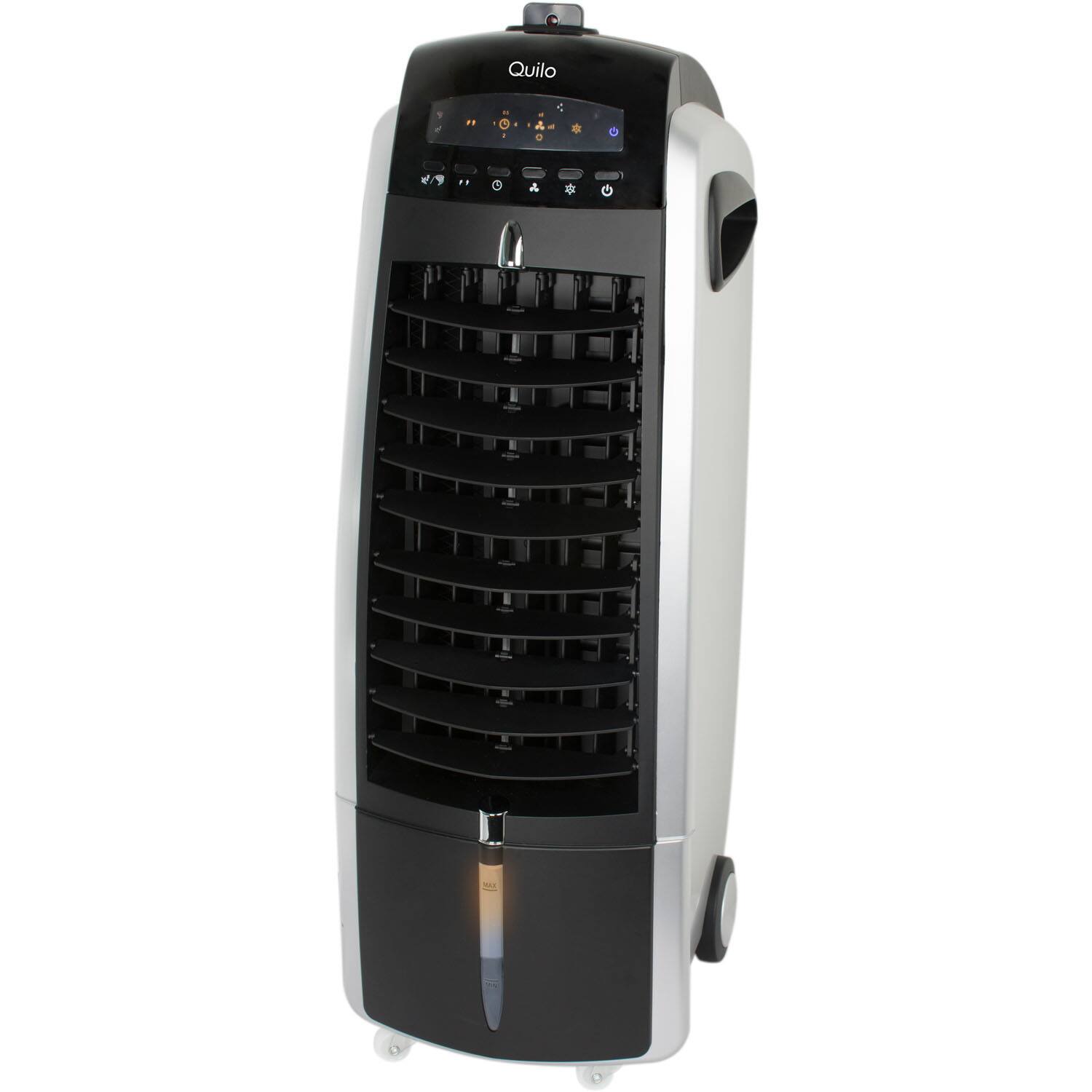Alt View 12. Quilo - 211 CFM Indoor Portable Tower Fan with Evaporative Cooling - Black/Silver.