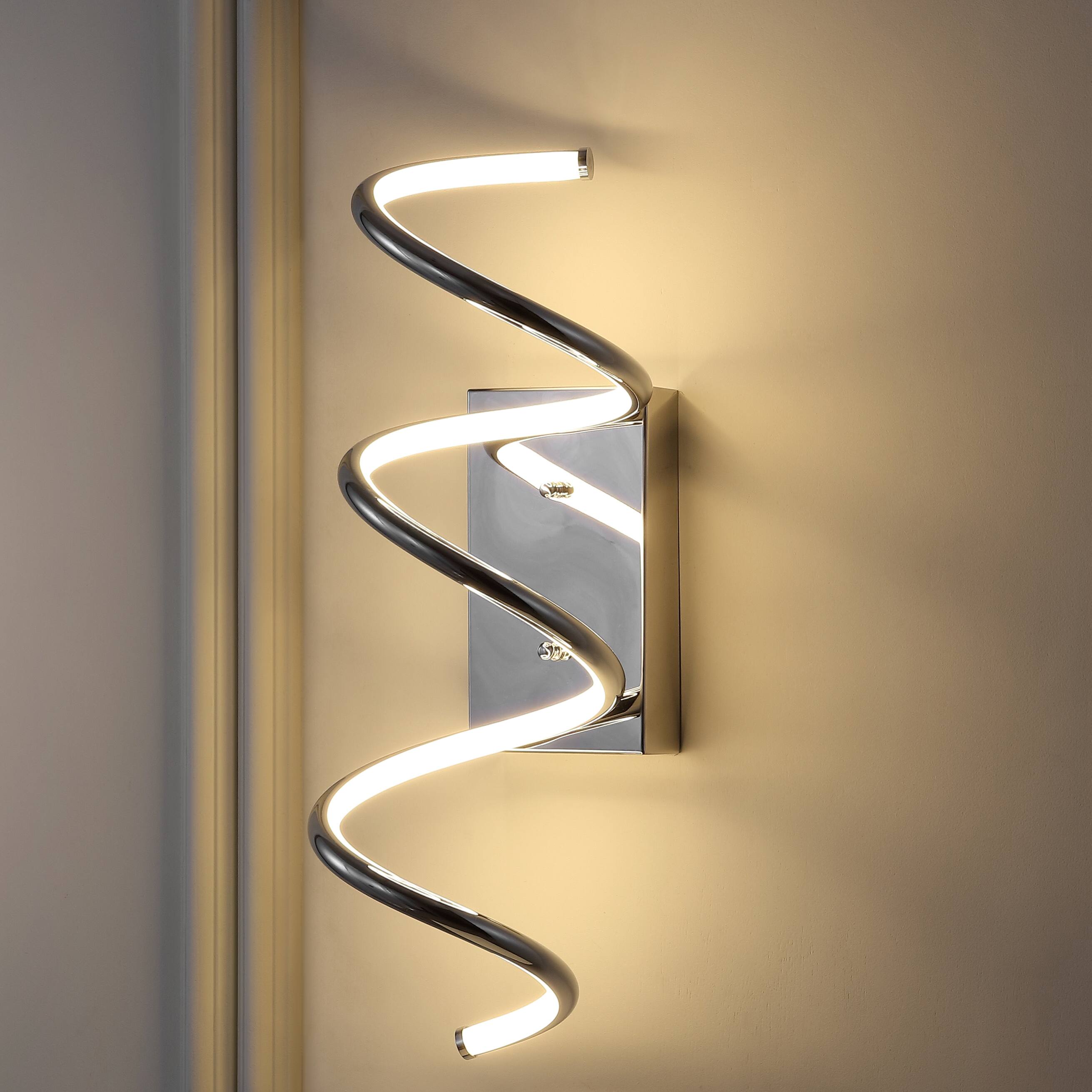 Alt View 6. Jonathan Y - Scribble 7" Modern Metal Integrated LED Vanity Light Sconce, Chrome - Chrome.
