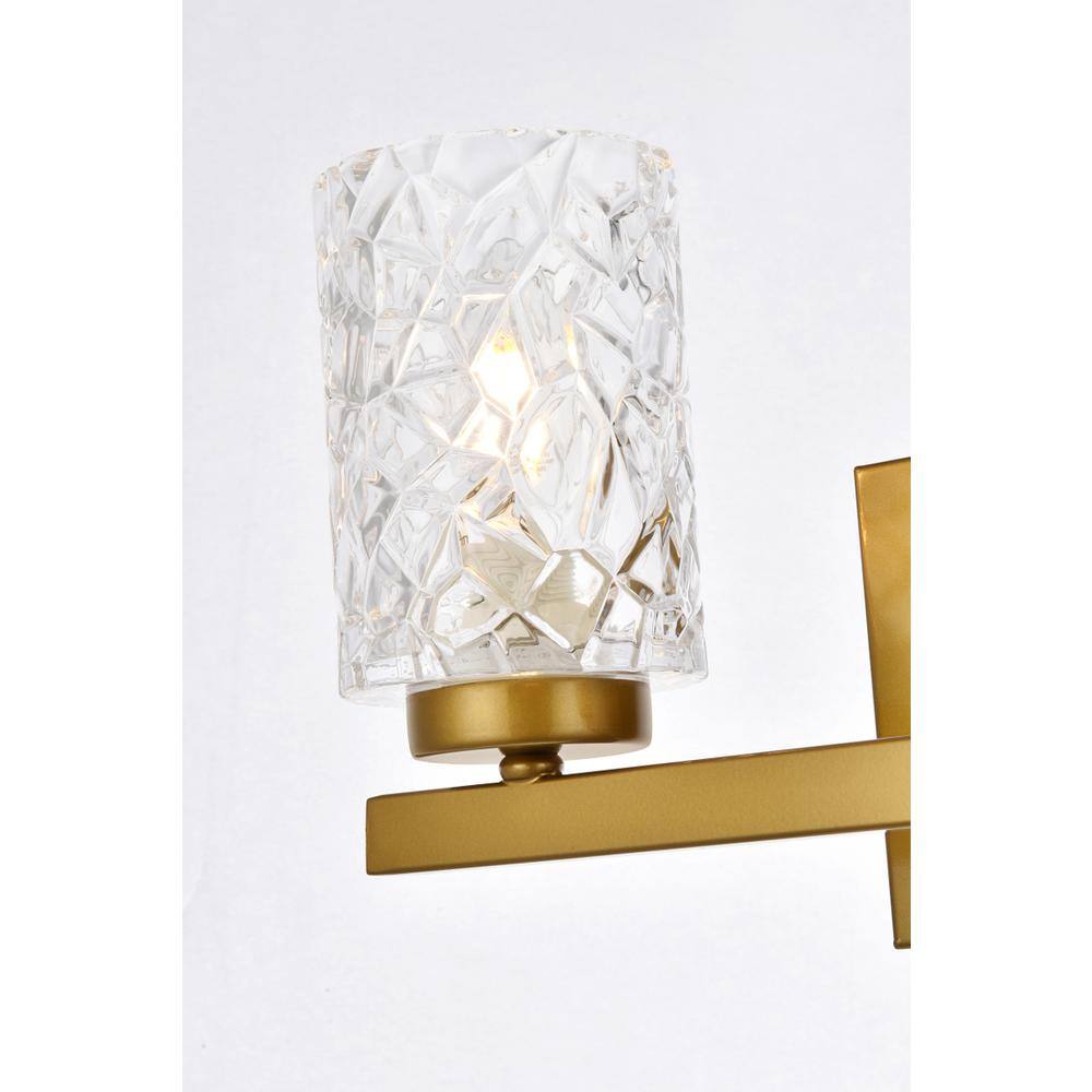 Back. Living District - Cassie 2 lights bath sconce in brass with clear shade - Brass And Clear Shade.