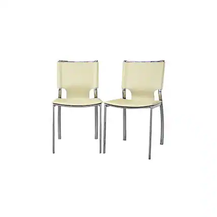 Front. Baxton Studio - Montclare Leather Modern Dining Chair - Ivory.