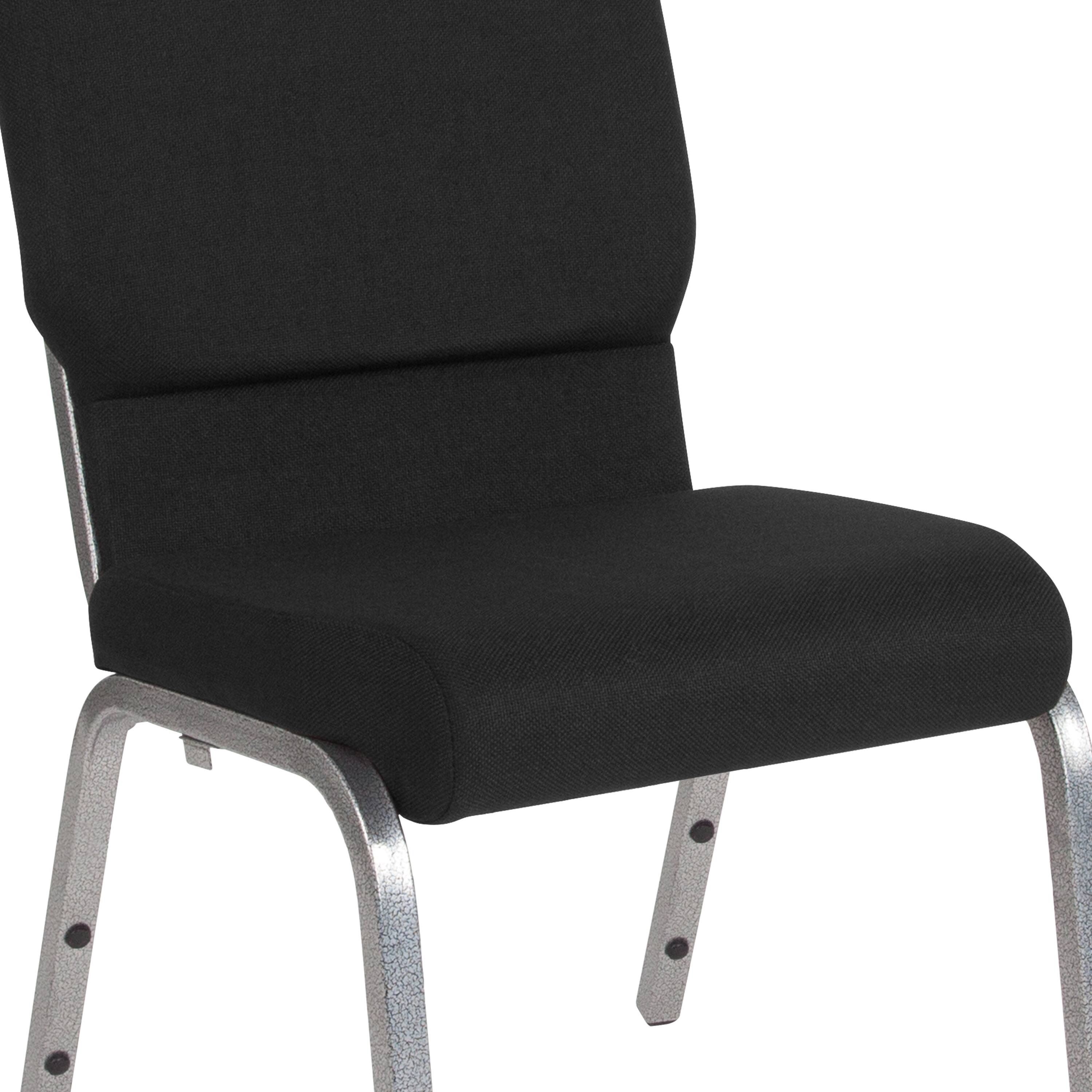 Alt View 9. Emma + Oliver - 18.5"W Stacking Church/Reception Guest Chair - Black Fabric/Silver Vein Frame.