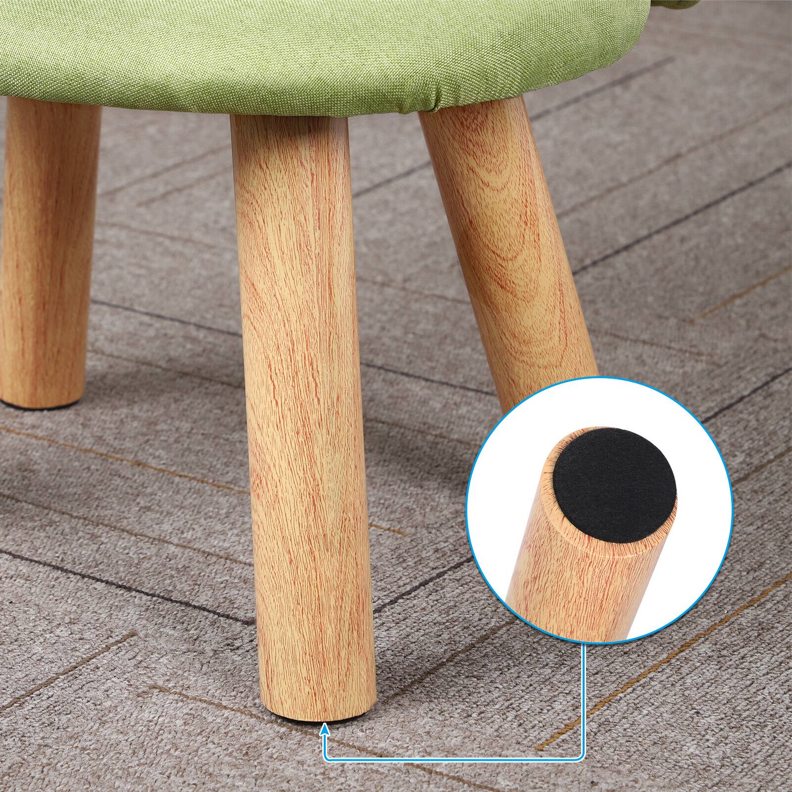 Back. Oumilen - Upholstered Kids Chair with Wood Legs, Green - Green.