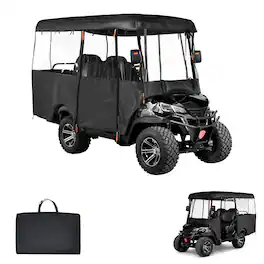 VEVOR - Golf Cart Cover, Visible Full-Enclosure 2+2/4 Passenger Golf Cart, 600D Waterproof Oxford Fabric Club Car Cover - Black