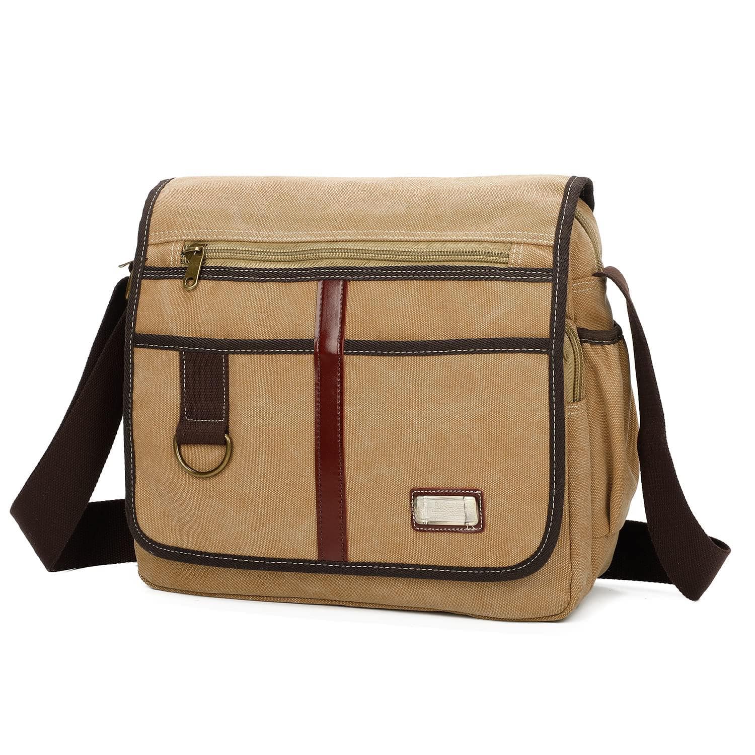 Skar Audio - Canvas Messenger Bag Satchel Crossbody Shoulder With Water Pocket Unique design: This mens canvas messenger - Khaki