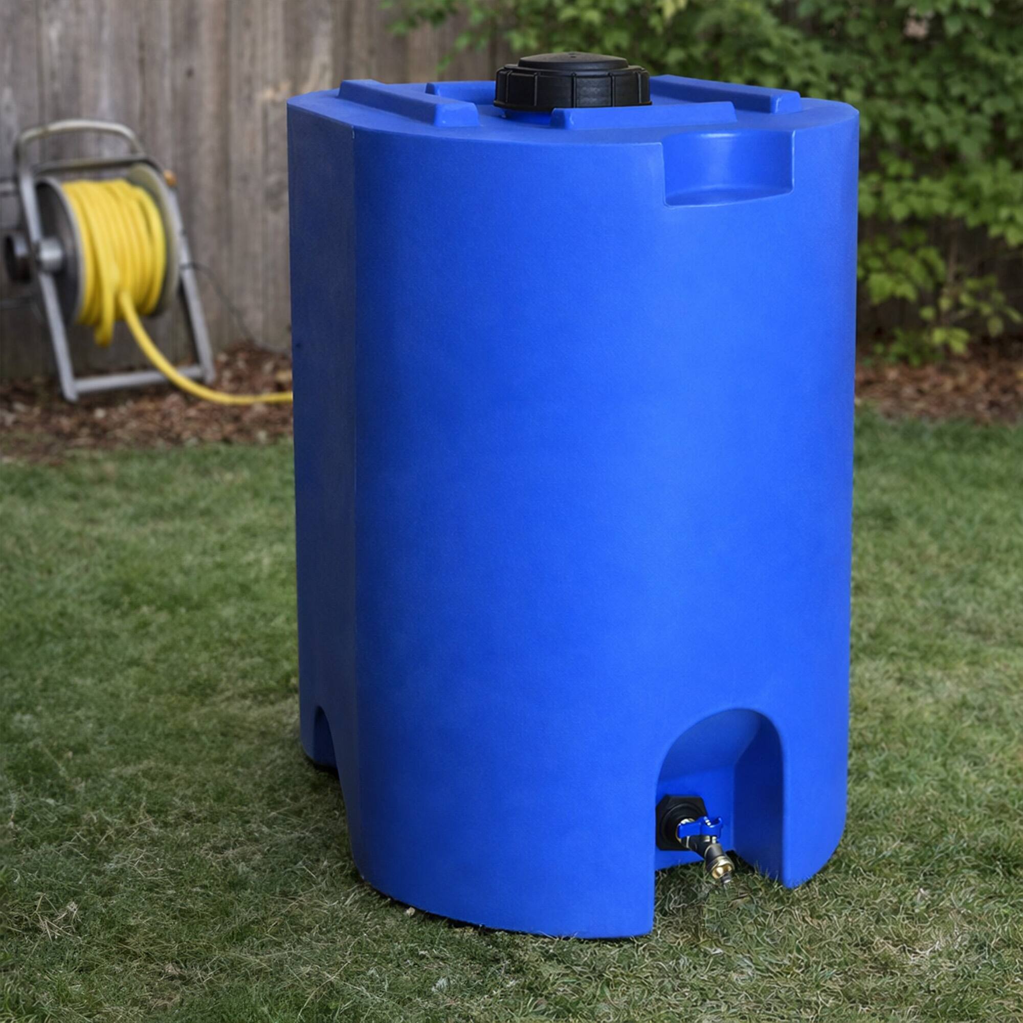 Alt View 3. WaterPrepared - WaterPrepared 55 Gal Stackable Design Utility Water Tank with Large Cap, Blue - Blue.