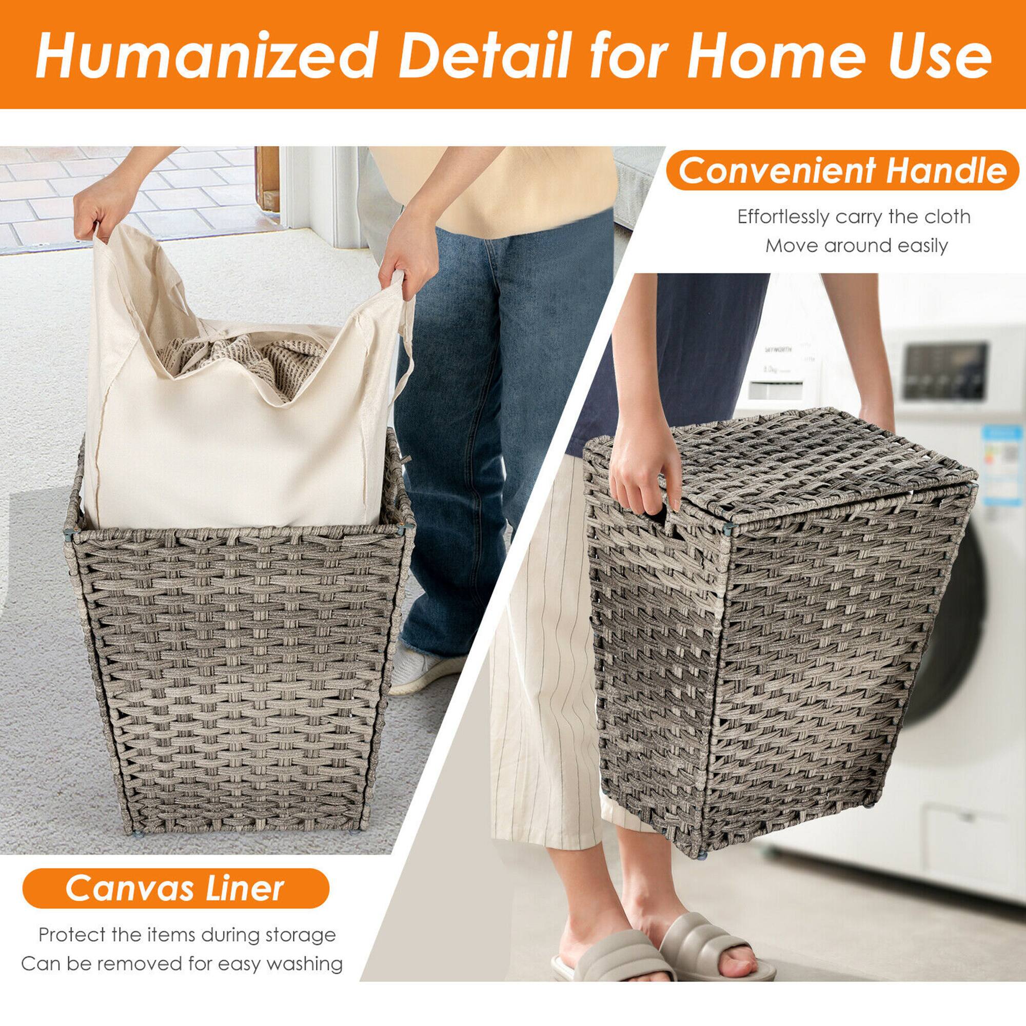 Humanized Detail for Home Use: Convenient Handle, Effortlessly carry the cloth, Move around easily, Canvas Liner, Protect the items during storage, Can be removed for easy washing.