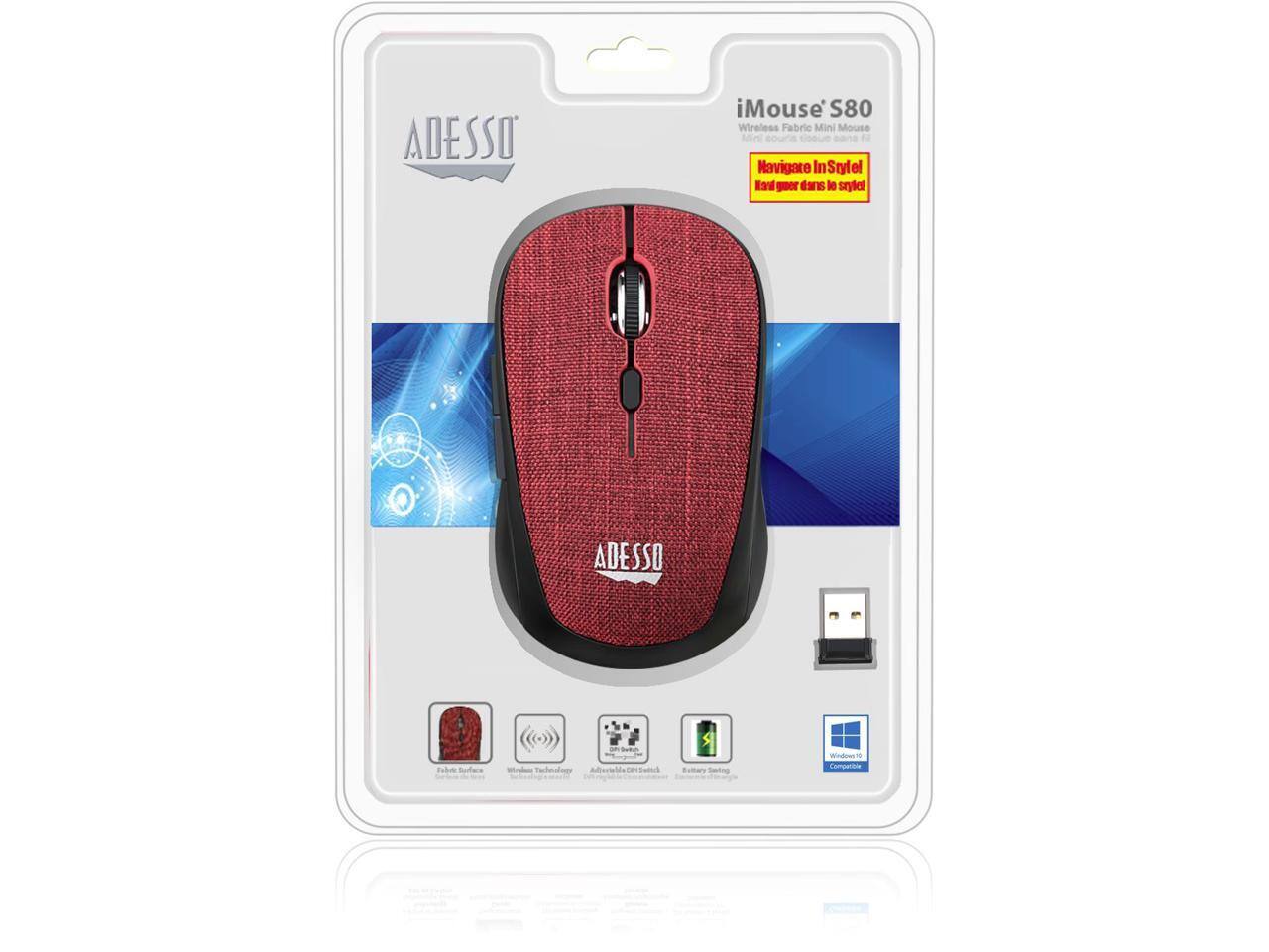 ADESSO iMouse S80 Wireless Fabric Mini Mouse Navigate In Style

ADESSO Bubo Budare Twheooge Seick S Windowe Gompnio