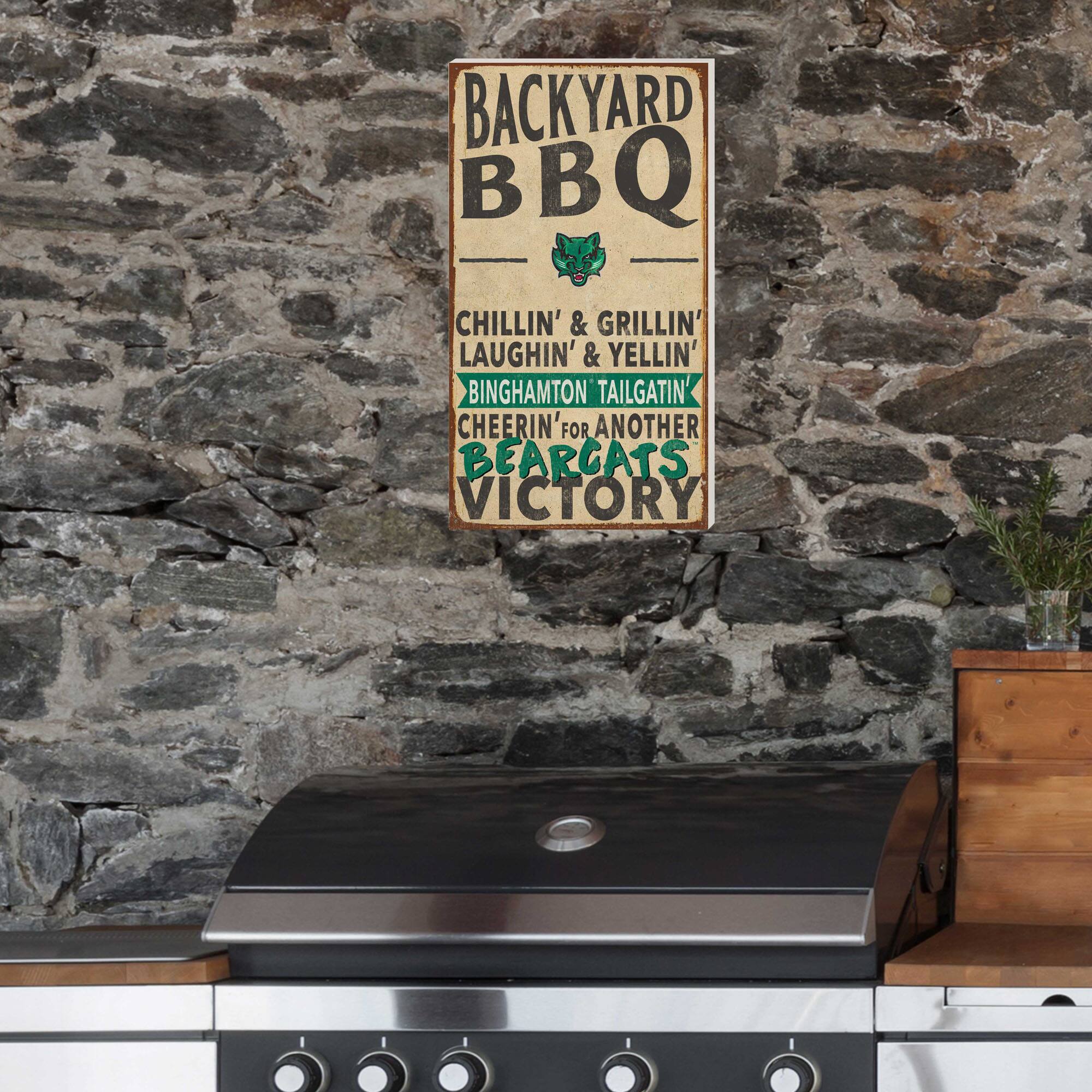 BACKYARD BBQ

CHILLIN' & GRILLIN'  
LAUGHIN' & YELLIN'  
BINGHAMTON TAILGATIN'  
CHEERIN' FOR ANOTHER  
BEARCATS VICTORY