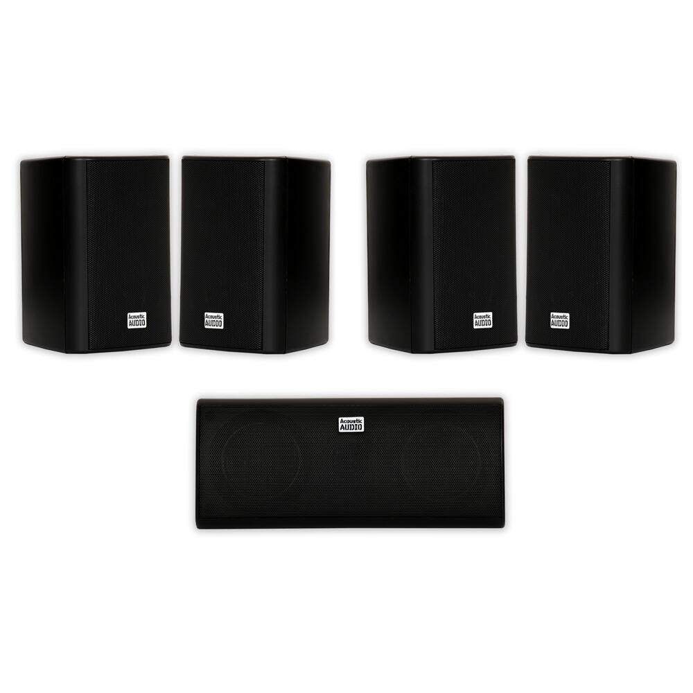 Acoustic Audio by Goldwood - AA351B and AA35CB Indoor Speakers Home Theater 5 Speaker Set - Black