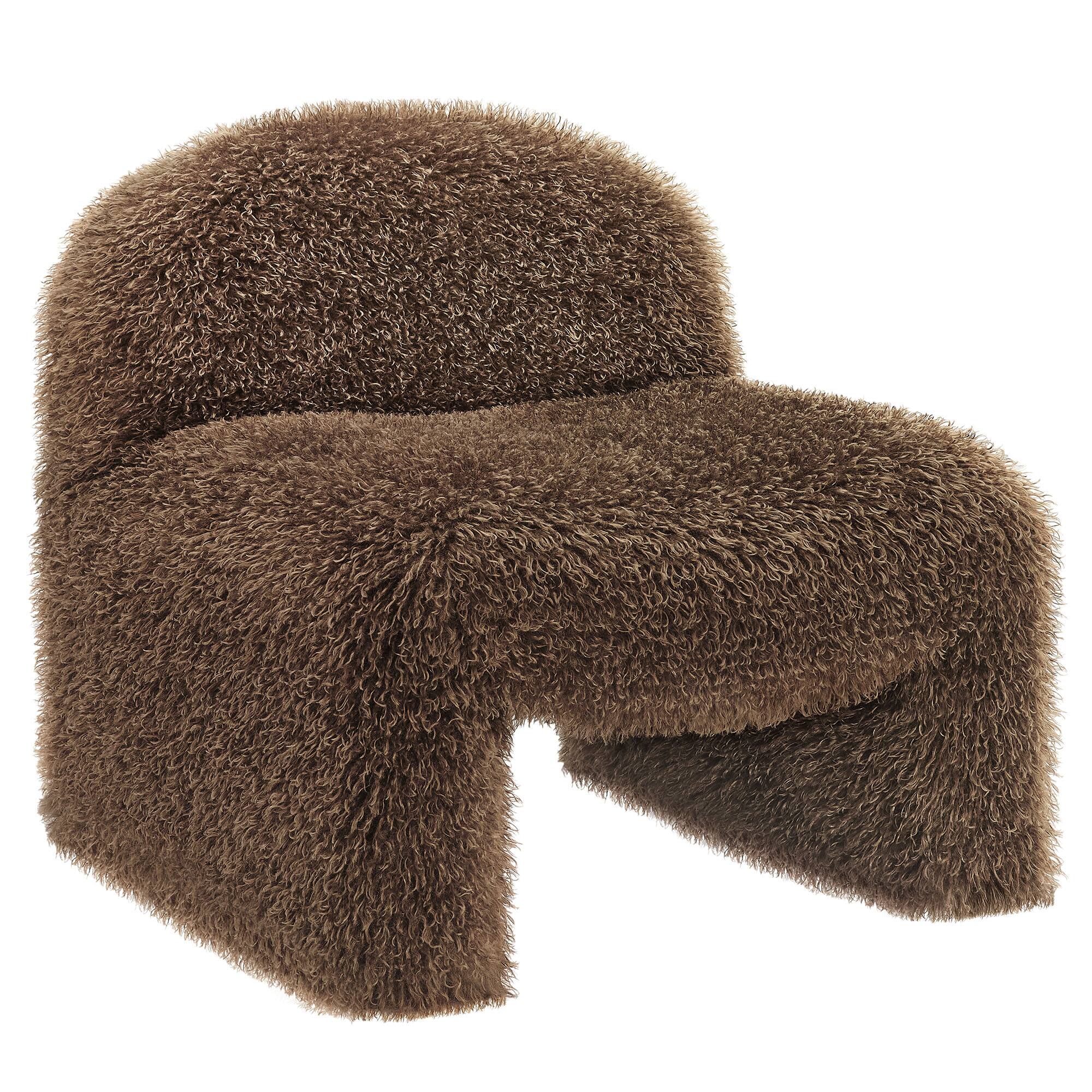 Angle. Modway - Mina Faux Fur Accent Chair by Modway - Brown.