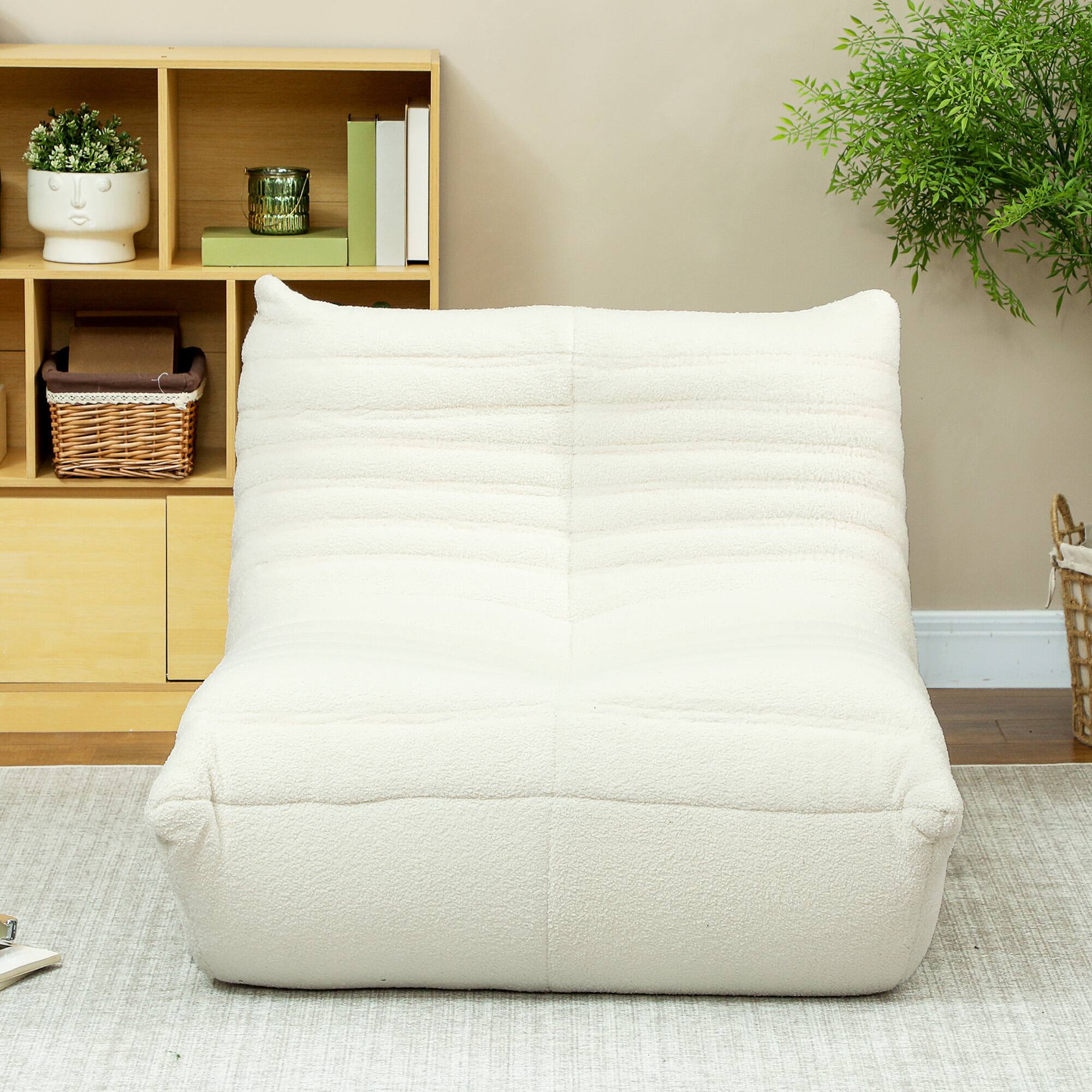 Alt View 7. Homcom - Bean Bag Chair for Adults, Giant Fireside Chair Lazy Sofa with High Density Comfortable Foam for Living Room, Bedroom - Cream White.