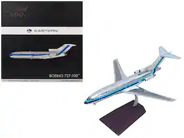 Boeing 727-100 Eastern Air Lines N8120N Silver Blue Stripes GeminiJets 1/200 Diecast Model Airplane - Multi