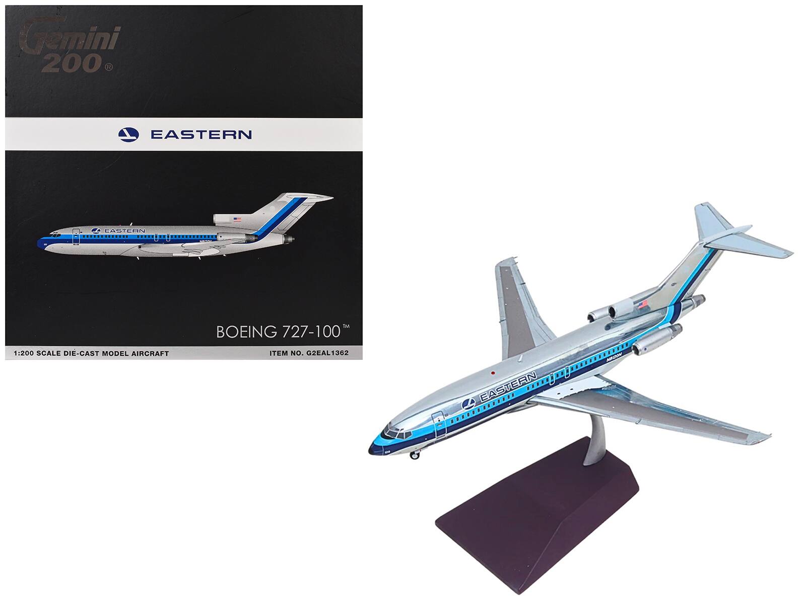 Gemini 200  
EASTERN  
BOEING 727-100  
1:200 SCALE DIE-CAST MODEL AIRCRAFT  
ITEM NO. G2EAL1362
