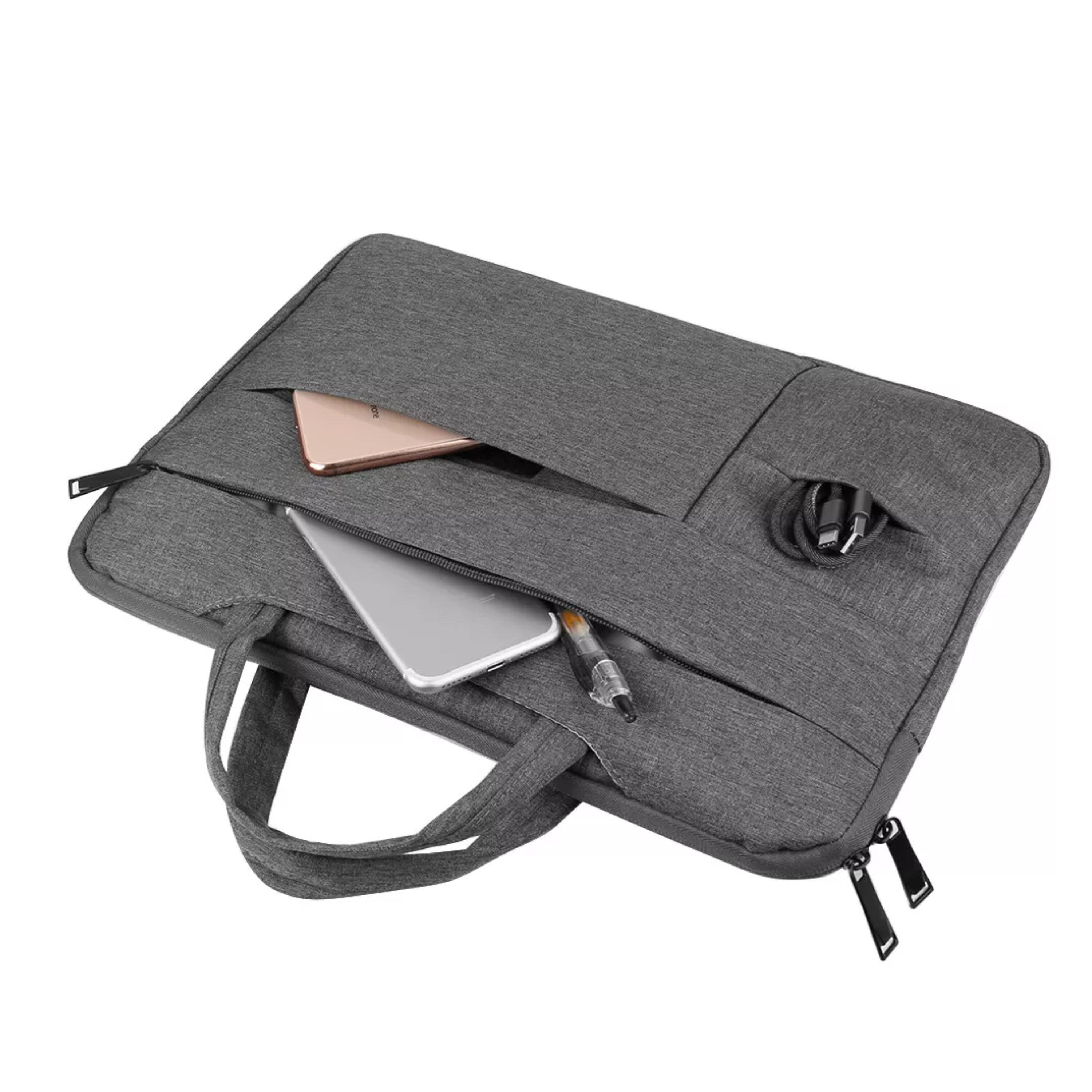 Angle. Kitcheniva - Padded Nylon Sleeve Case Carry Bag For 15" Laptop - Dark Gray.