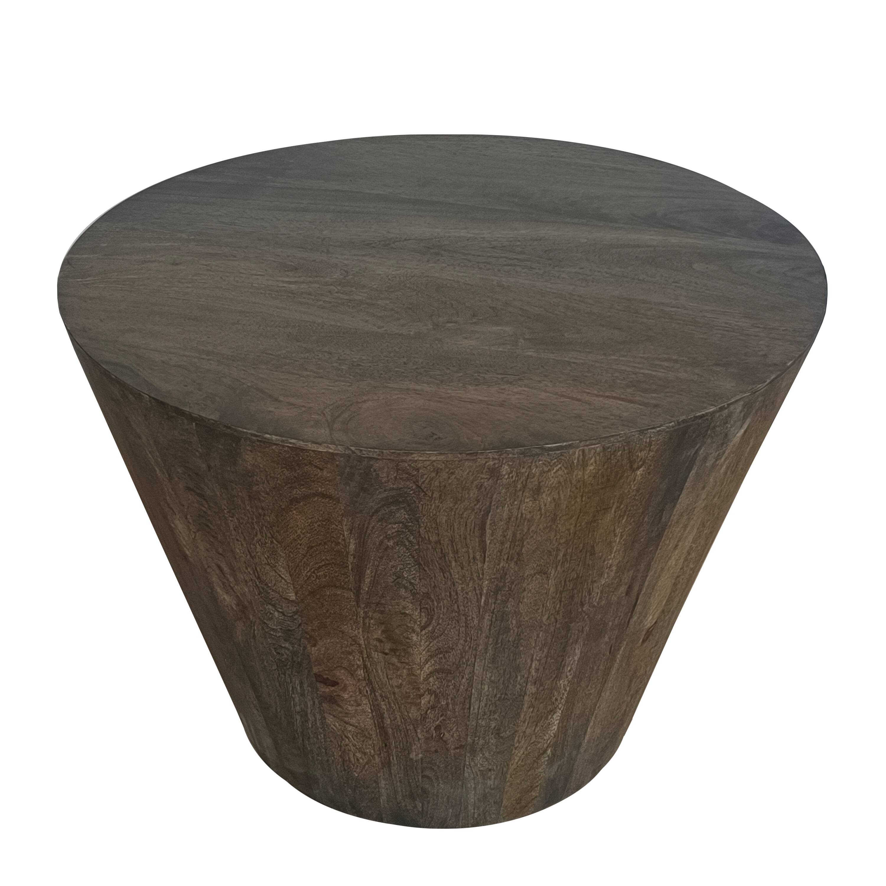 Alt View 2. Manhattan Lane - 24 Inch Side End Table, Round Drum Shape, Handcrafted Distressed Gray Mango Wood - Gray.