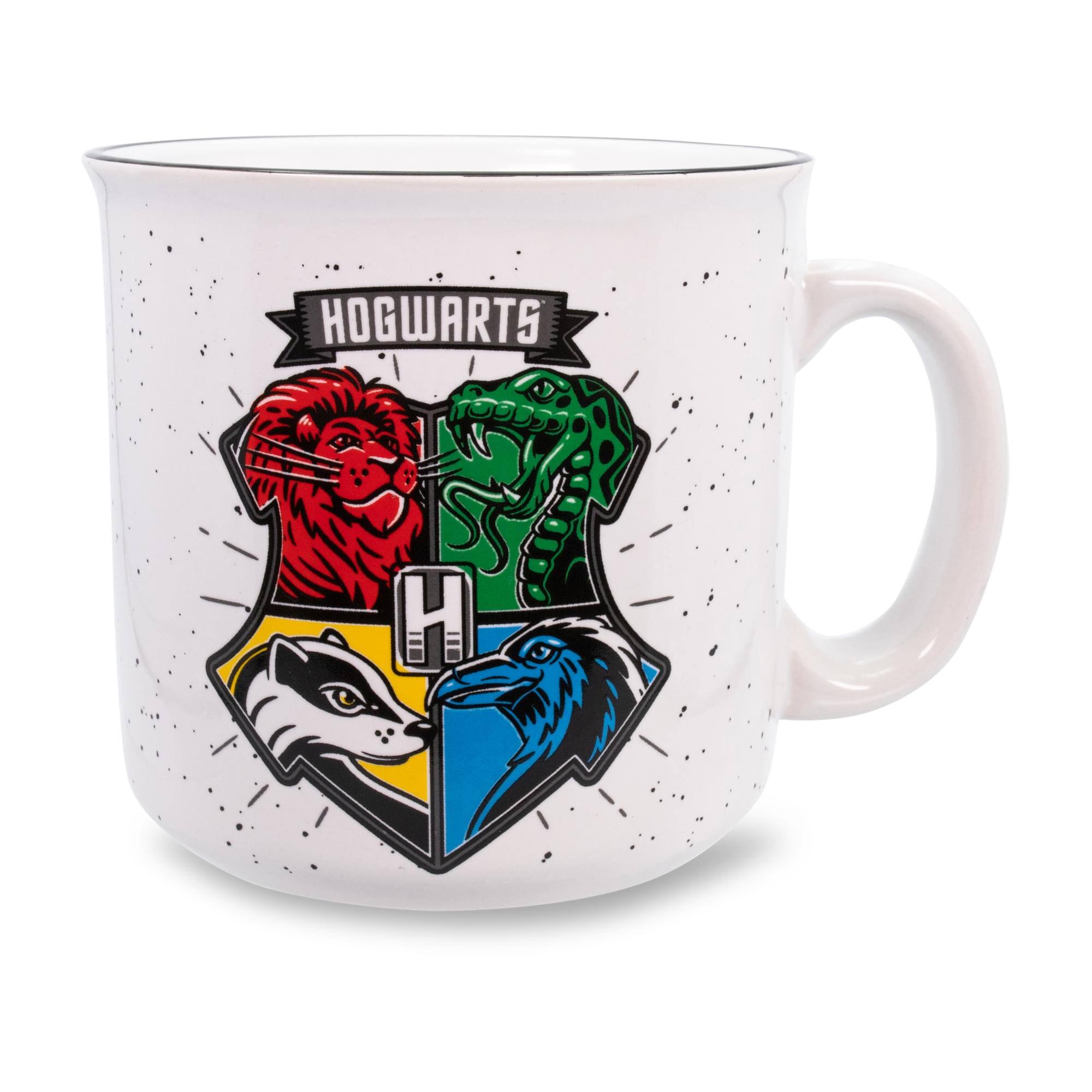 Front. Silver Buffalo - Harry Potter Hogwarts Crest Ceramic Camper Mug | Holds 20 Ounces - Red.