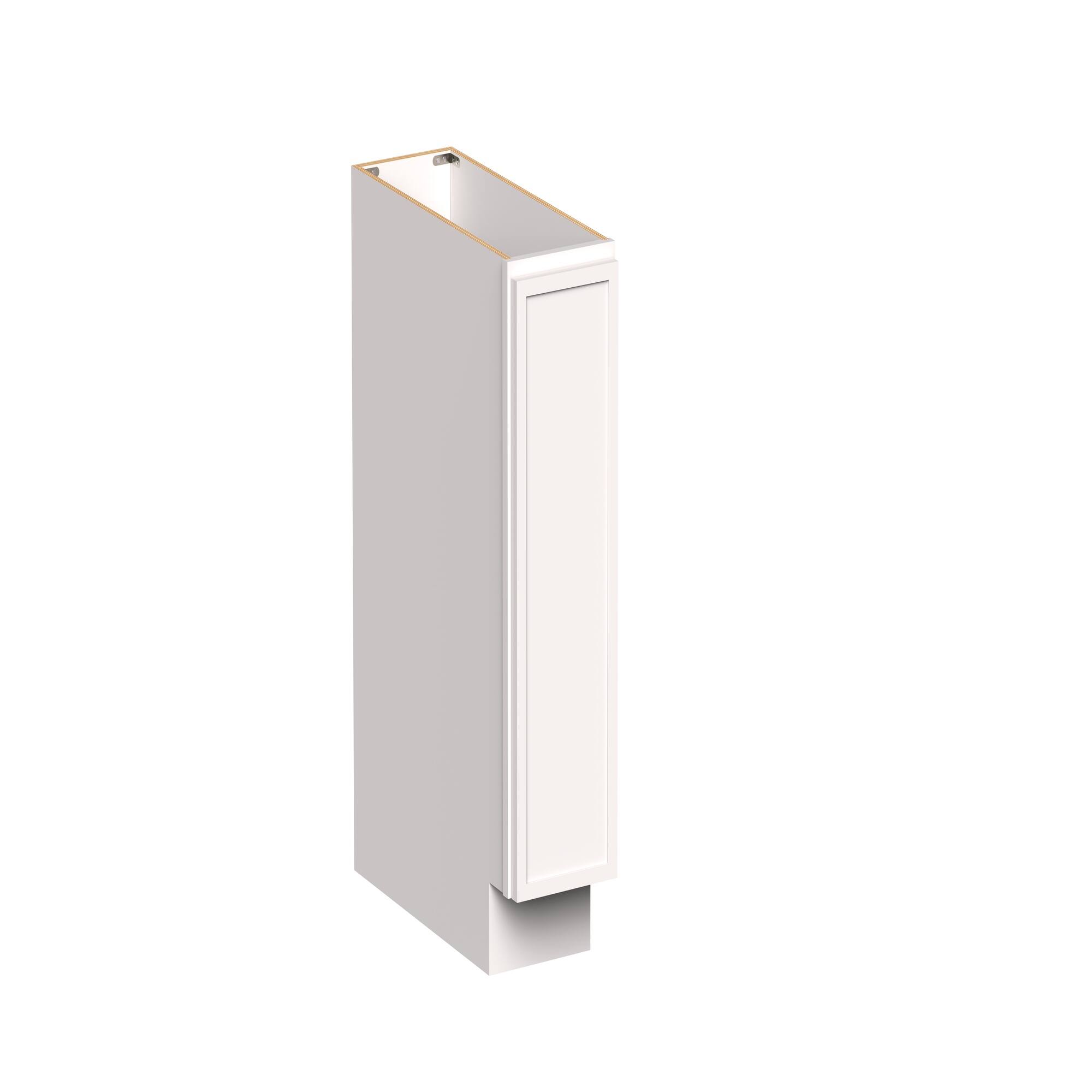 Angle. Boyel Living - 9-in W x 34.5-in H x 24-in D Slim Shaker RTA Kitchen Full Height Door Base Cabinet with Soft-Close - Snow White.