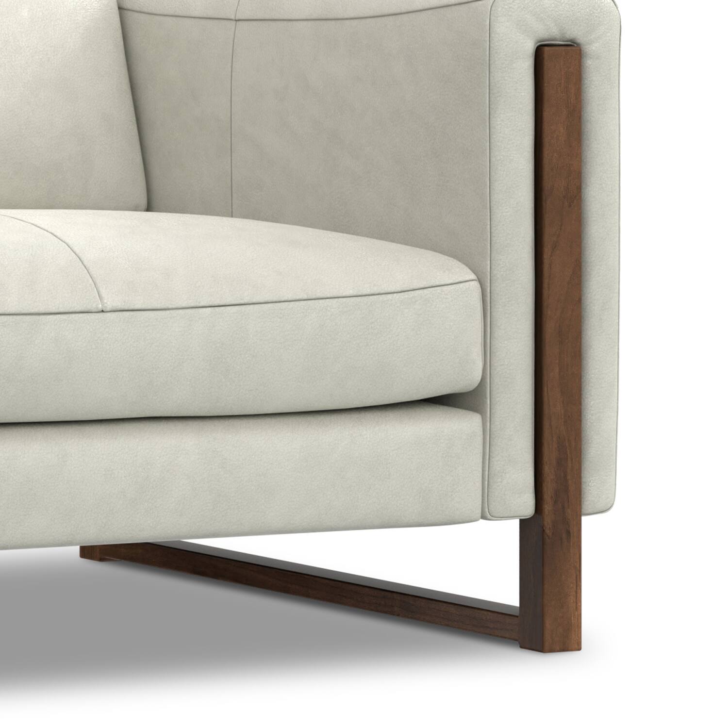 Alt View 7. Simpli Home - Richard Modern Contemporary 83 inch Wide Sofa in Light Smoke Grey Genuine Leather - Light Smoke Grey.