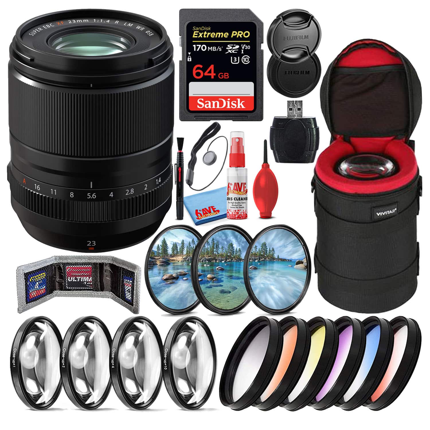 Fujifilm - Fujinon XF 23mm f/1.4 R LM WR Prime Lens + 64GB SD Card Bundle - Black price history on PriceWatchPro