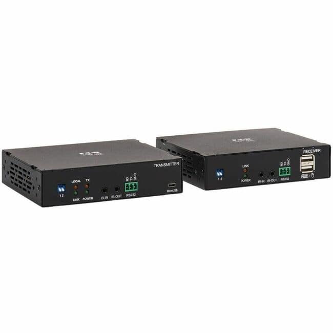 Tripp Lite - by Eaton HDMI over Fiber Extender Kit Transmitter/Receiver 4K 60 Hz 4:4:4 RS-232 IR Multimode LC 985 ft. (300 - Black