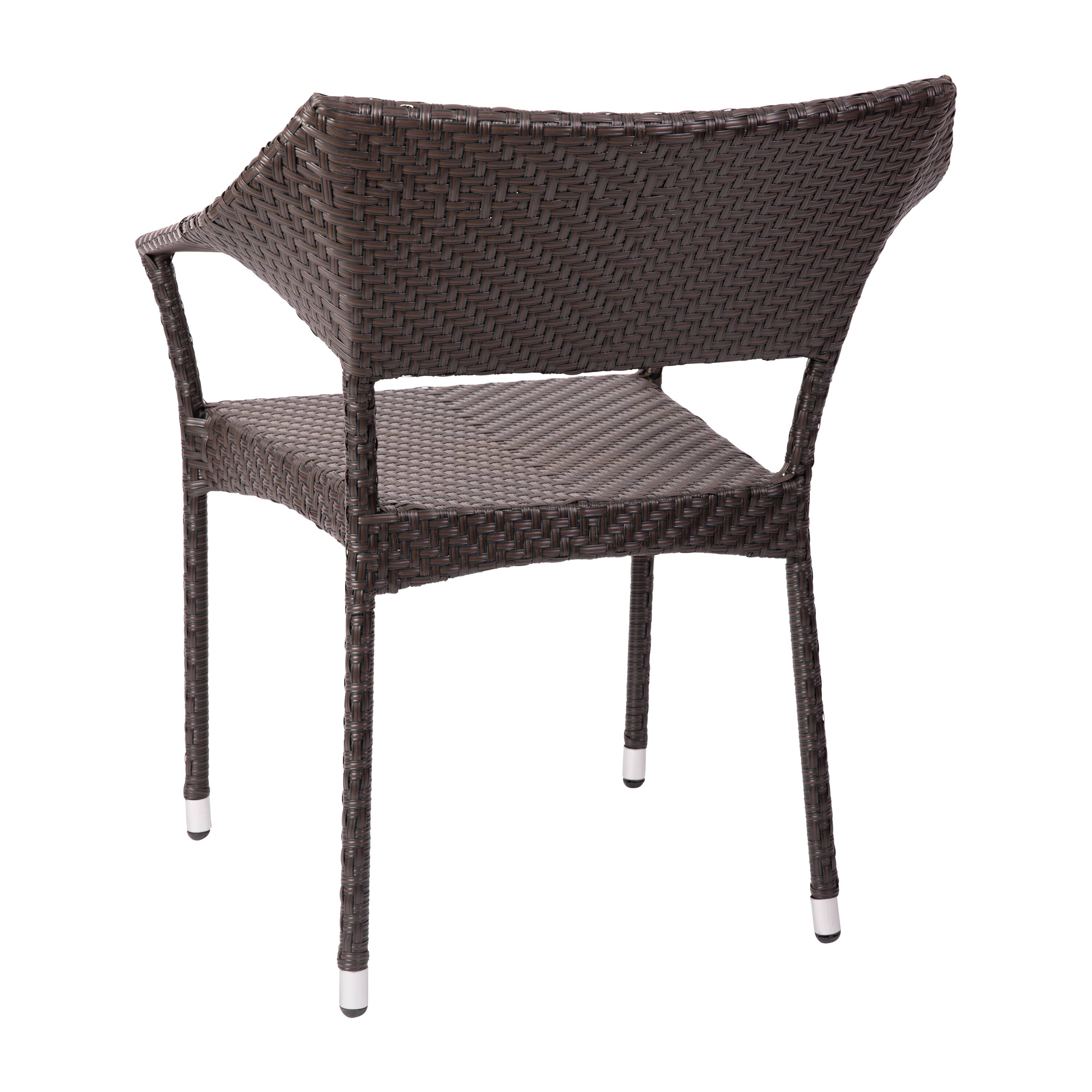 Alt View 7. Emma + Oliver - Shasta Modern All-Weather Patio Dining Chair with Fade and Weather Resistant PE Rattan and Reinforced Steel Frame - Espresso.