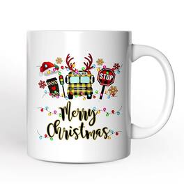 OrnamentallyYou - School Bus Driver Buffalo Plaid Mug Christmas Gift - White