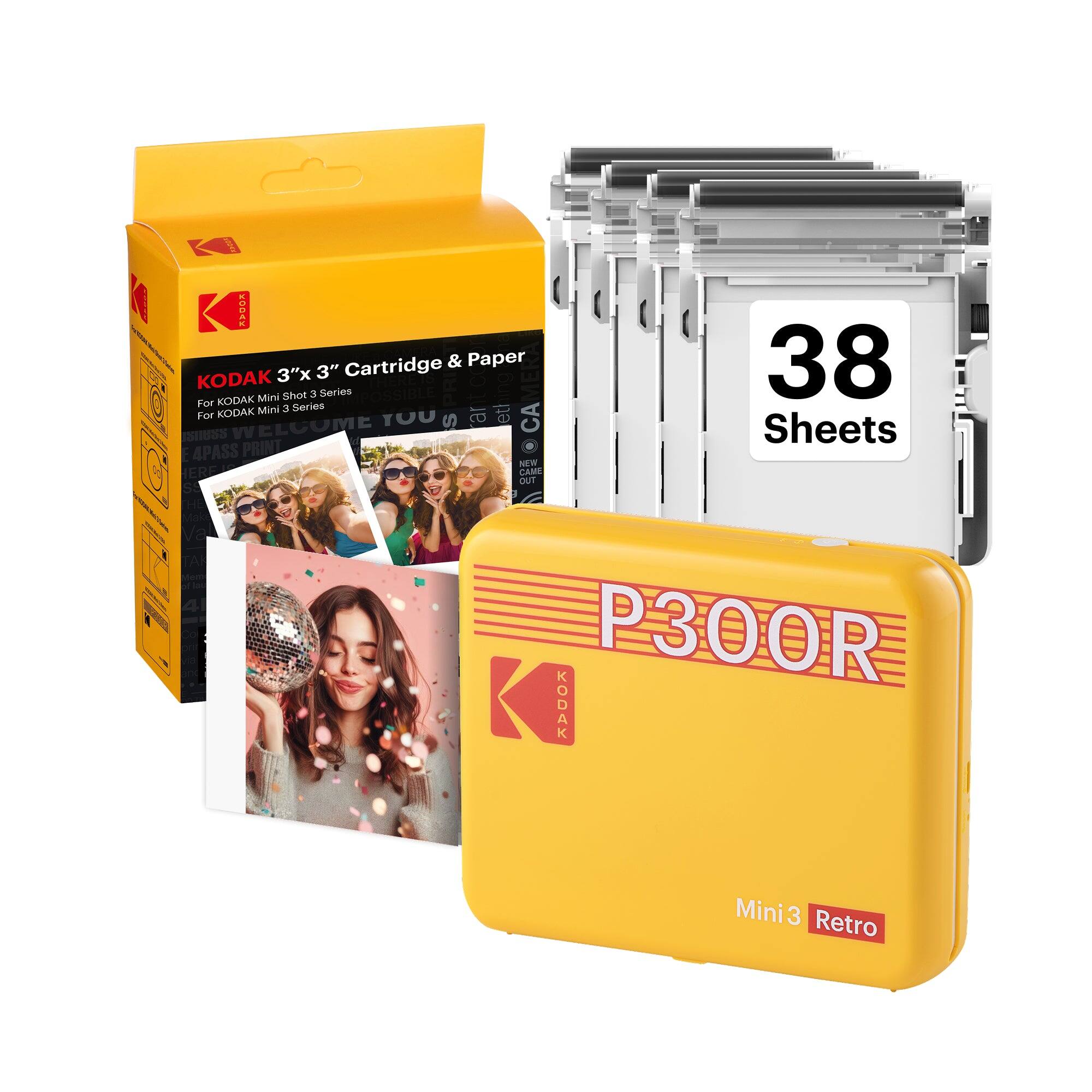 KODAK Cartridge & Paper 38 KODAK 3"x 3" Mini Shot 3 Series MPOSSIBLE For KODAK Series KODAK Mini 3 For WELCOME YOU Set CA Sheets 4PASS PRINT NEW ERE CAME OUT SS P300R D Mini 3 Retro