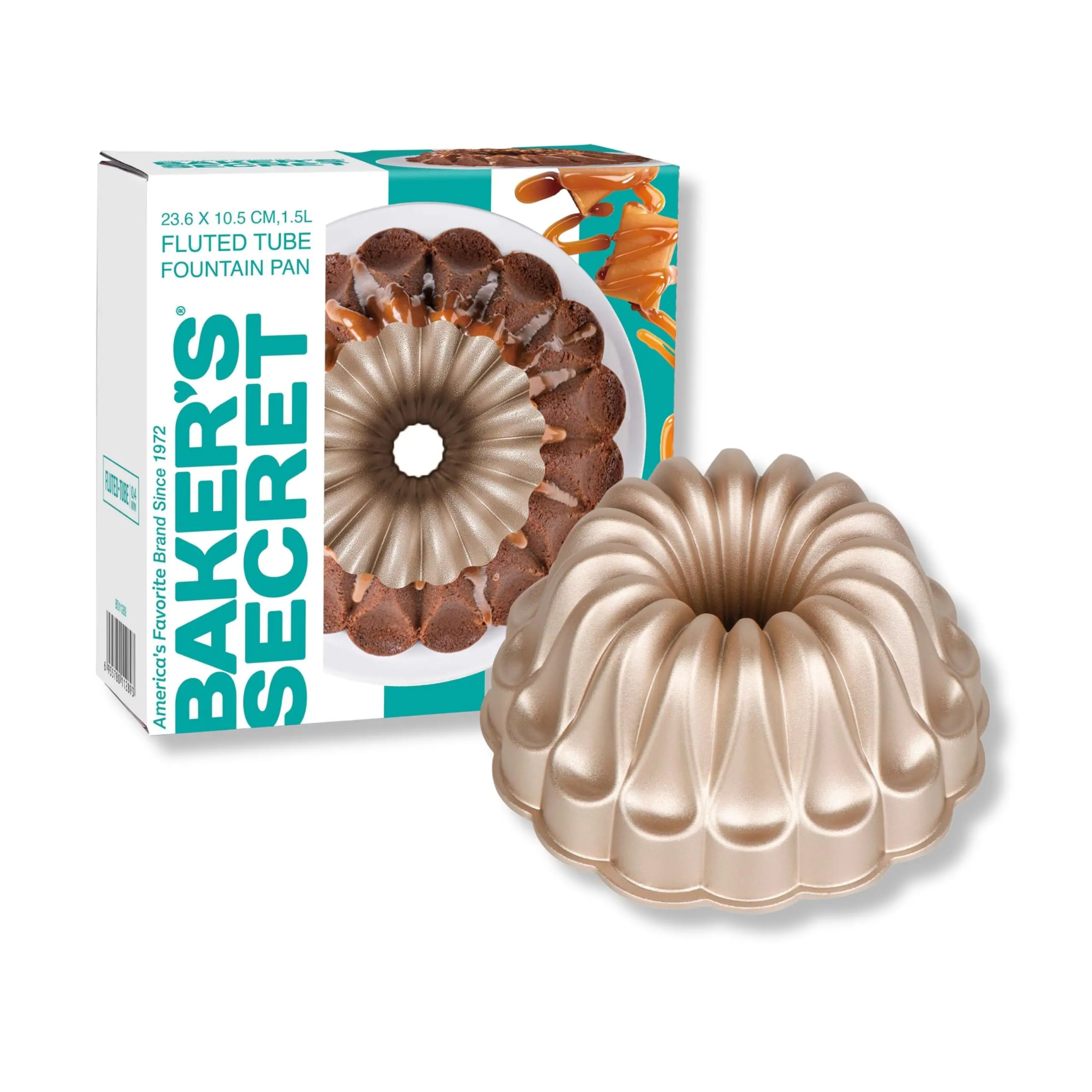 23.6 X 10.5 CM, 1.5L FLUTED TUBE FOUNTAIN PAN

BAKER'S SECRET
America's Favorite Brand Since 1972
