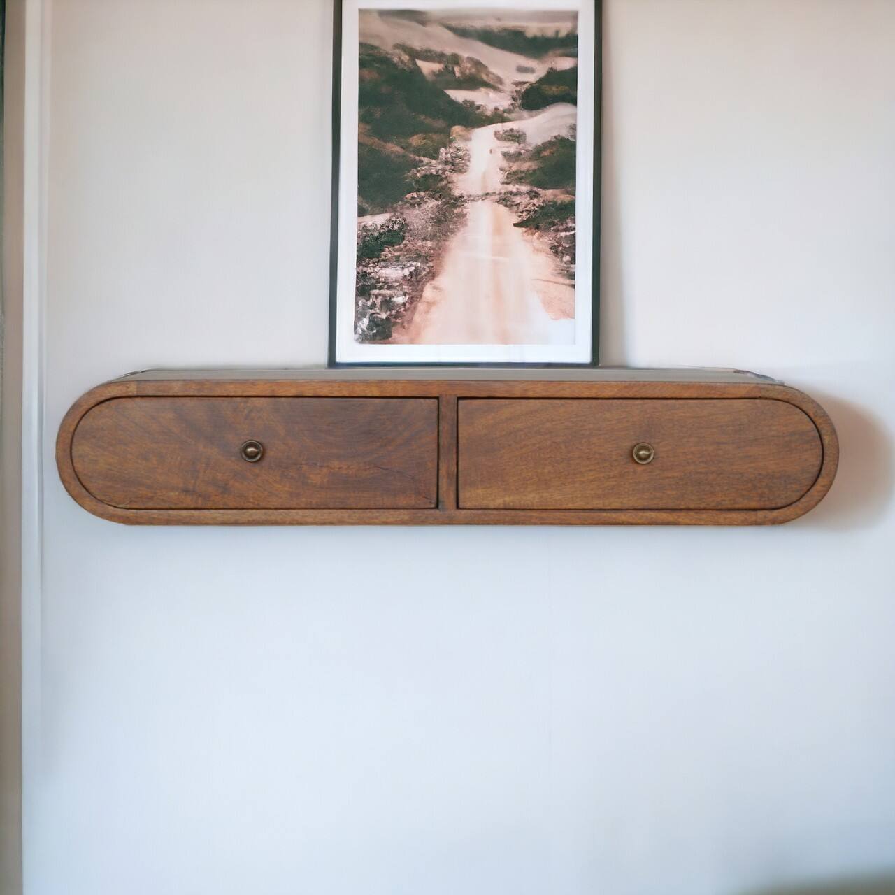 Angle. Artisan Furniture - Artisan Furniture Solid Wood Floating Chestnut London Console, 2 Drawers, Dark Brown Color - Dark Brown.