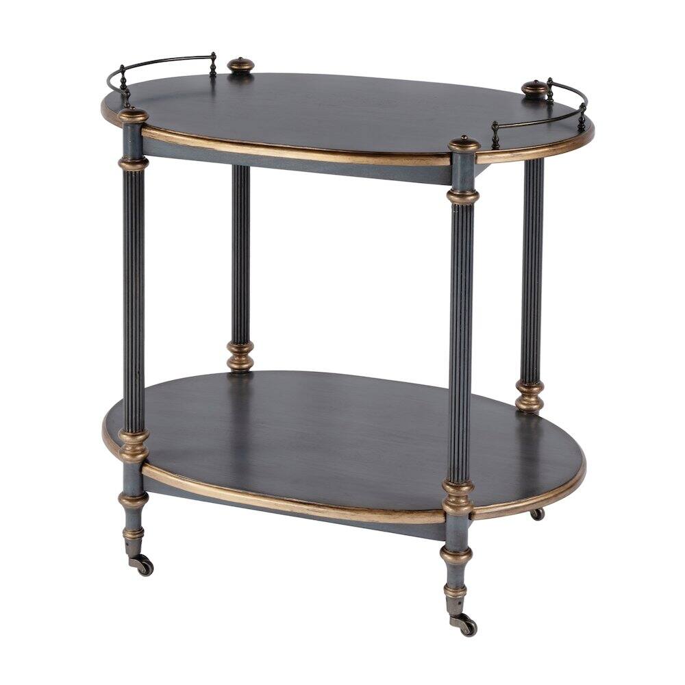 Alt View 1. Butler Specialty - 31 in. W Rectangular Wood 2 Tier Bar/Serving Cart on Casters - Pastel Blue.