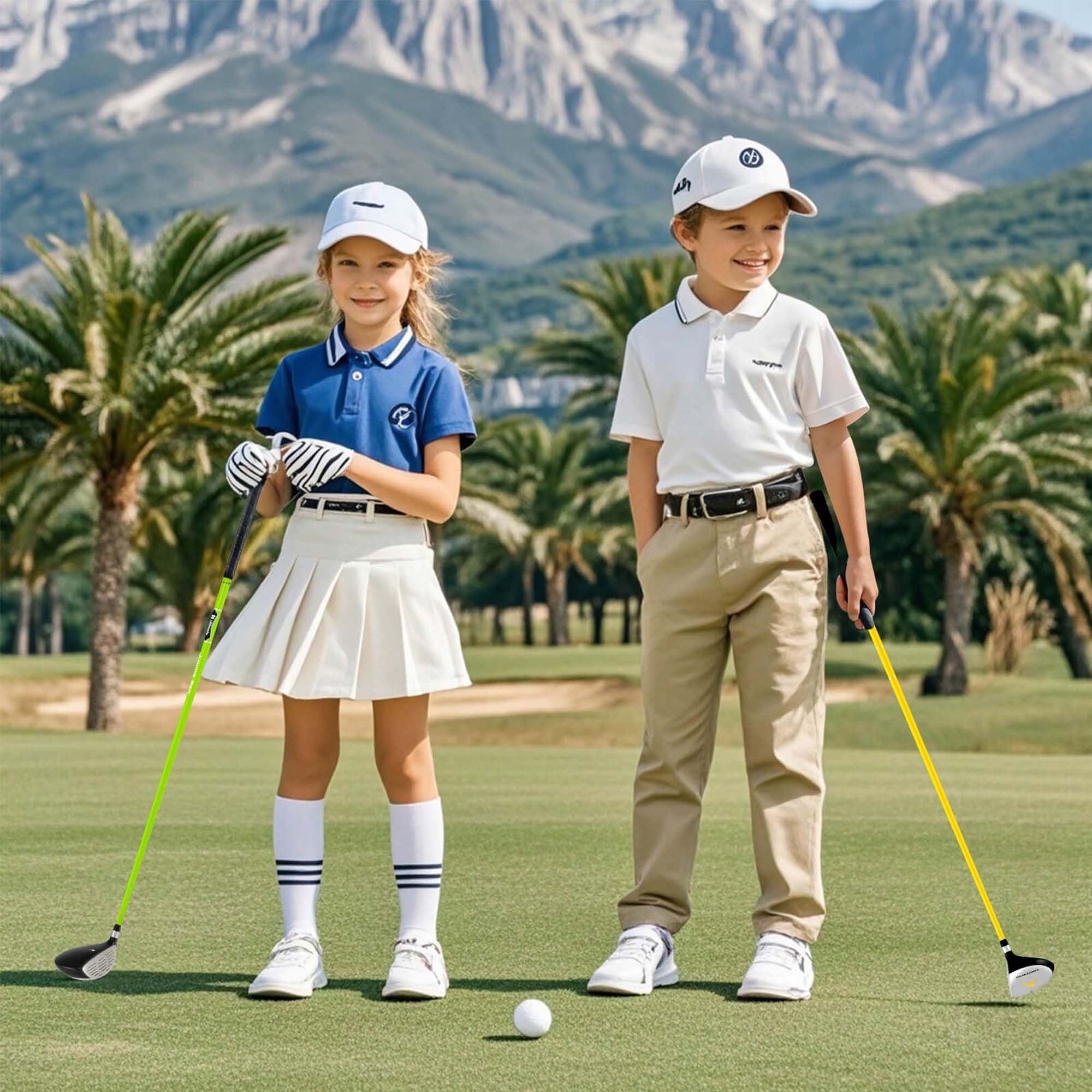 Alt View 1. Costway - Costway Junior Golf Club Set for Children Includes 165CC #3 Fairway Wood & #7 Iron Yellow - Yellow.