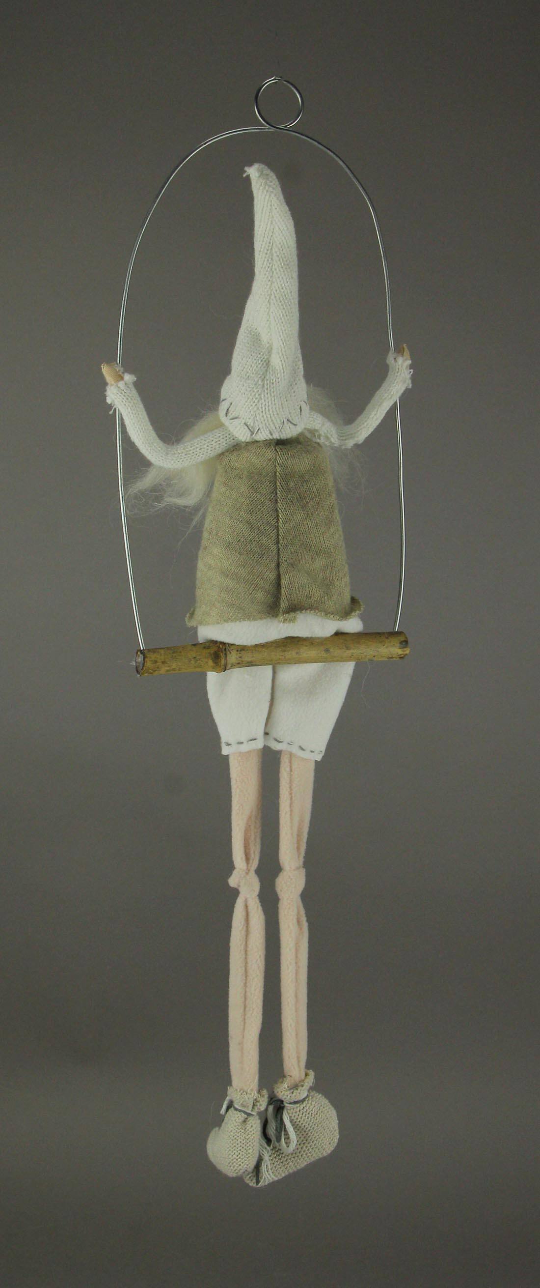 Alt View 2. Allstate Floral - Santa On Swing Christmas Gnome Holiday Elf Hanging Decoration - Gray.