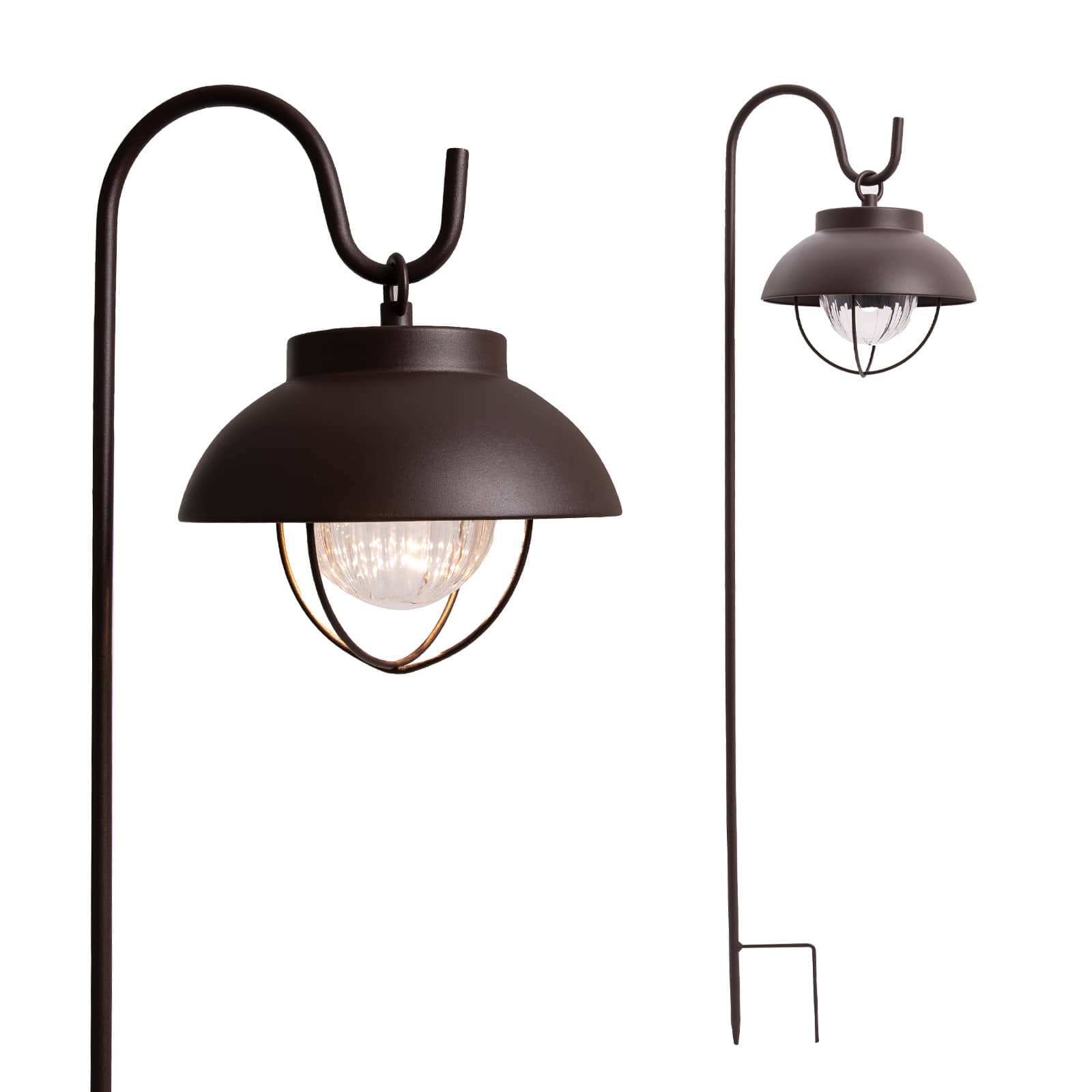 Home Zone Security - ELJ9157V 2 Pack Farmhouse Solar Hanging Lantern, 3000K Warm White, Rotating Effect, Bronze Finish