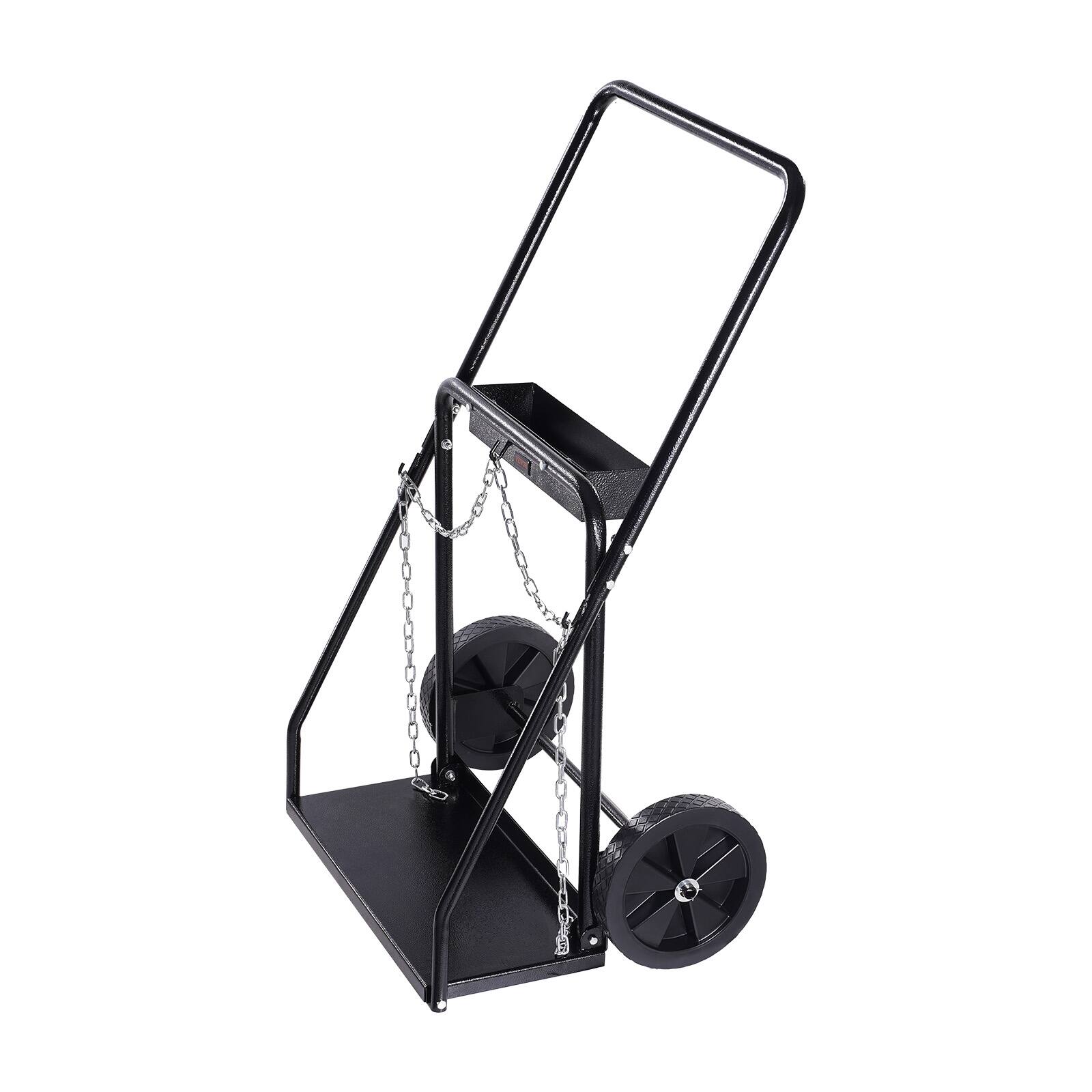 Alt View 5. VEVOR - Dual Welding Cylinder Cart, Oxygen Acetylene Tank Cart with 440LBS Static Weight Capacity - Black.