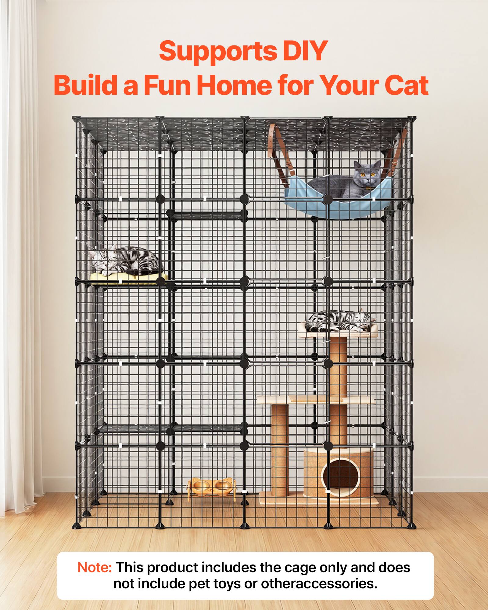 Supports DIY Build a Fun Home for Your Cat

Note: This product includes the cage only and does not include pet toys or other accessories.