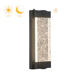 Umeiluce - 14 inches Crystal LED Outdoor Wall Sconce 3000K Dimmable Dark to Dawn - Matte Black