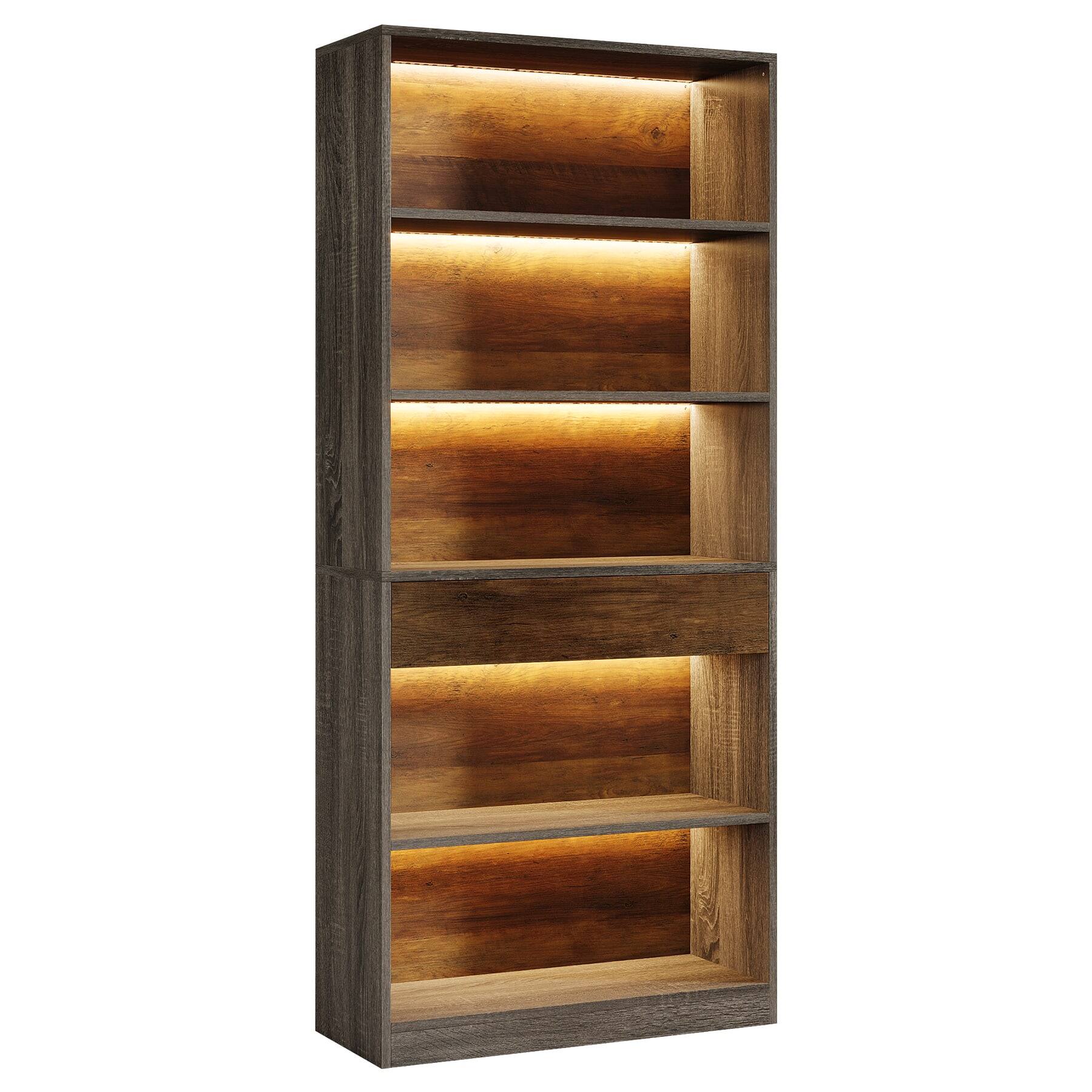 Back. Kadyn - Kadyn Wood Bookshelf, Sturdy Display Shelf, Storage Shelf, Tall Shelving Unit, Space-Saving Home Decor, Gray - Gray.