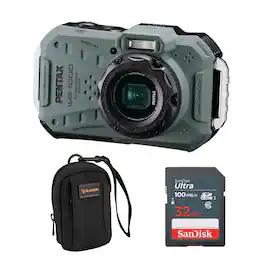 Bundle - Pentax WG-1000 All-Weather Camera - Olive, Included Value