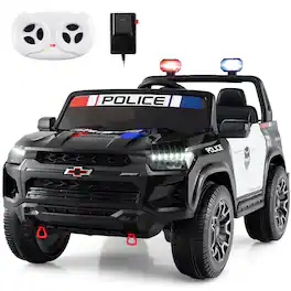 Gymax - 24V 4WD Kids Electric Vehicle w/Megaphone Siren Flashing Lights Remote Control - Black