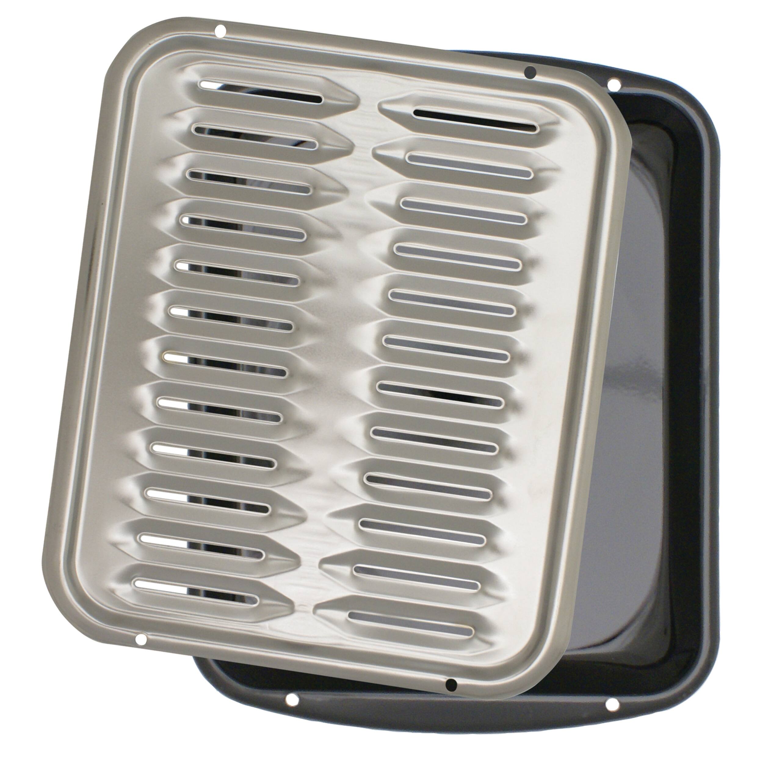 Front. Range Kleen - Range Kleen BP100 2 Piece 16 x 12.75 Inch Air Fry, Bake and Broiler Pan with Chrome Grill - Black with Chrome.